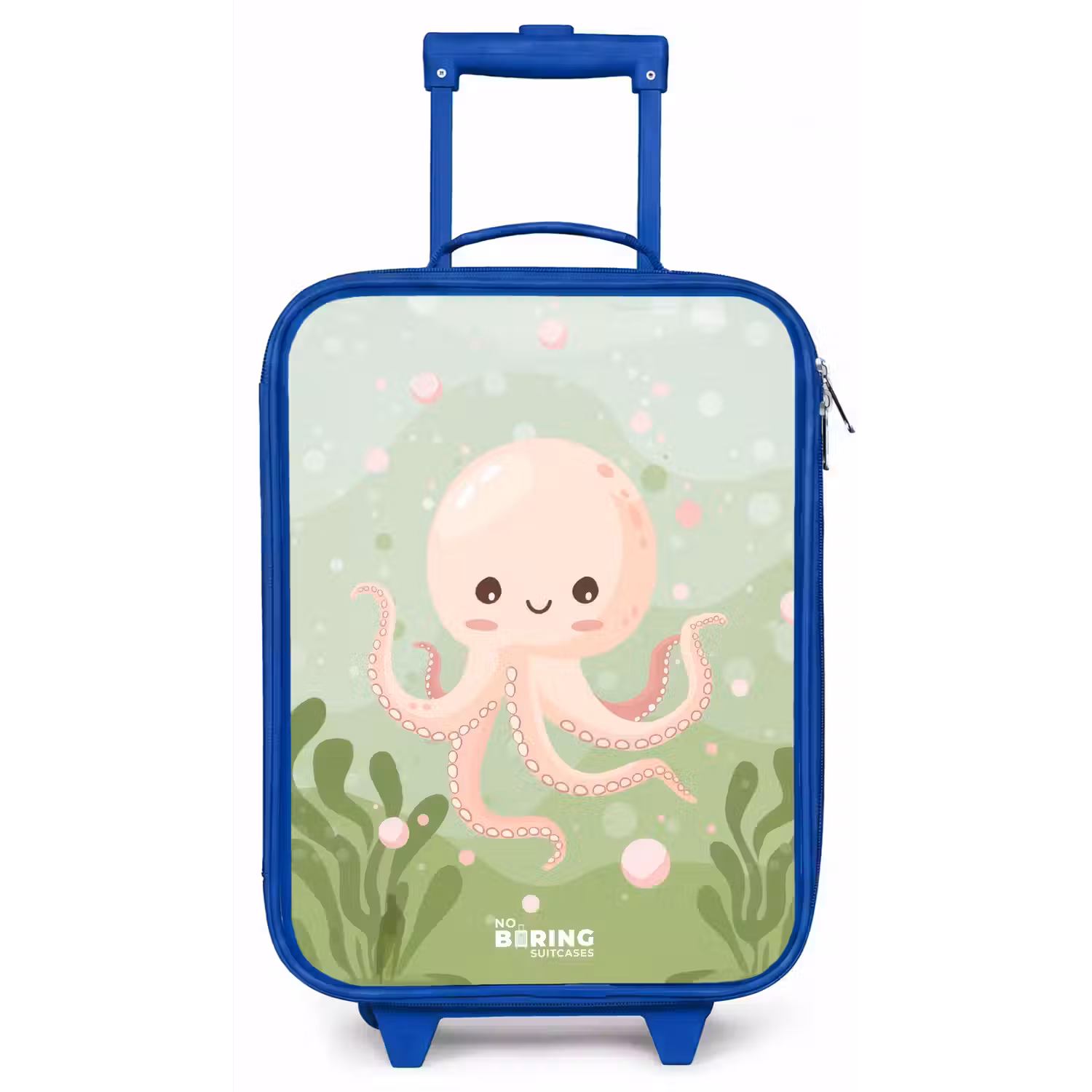 Roze octopus met een lach Kinderkoffer - Blauw klein -zz3dotto