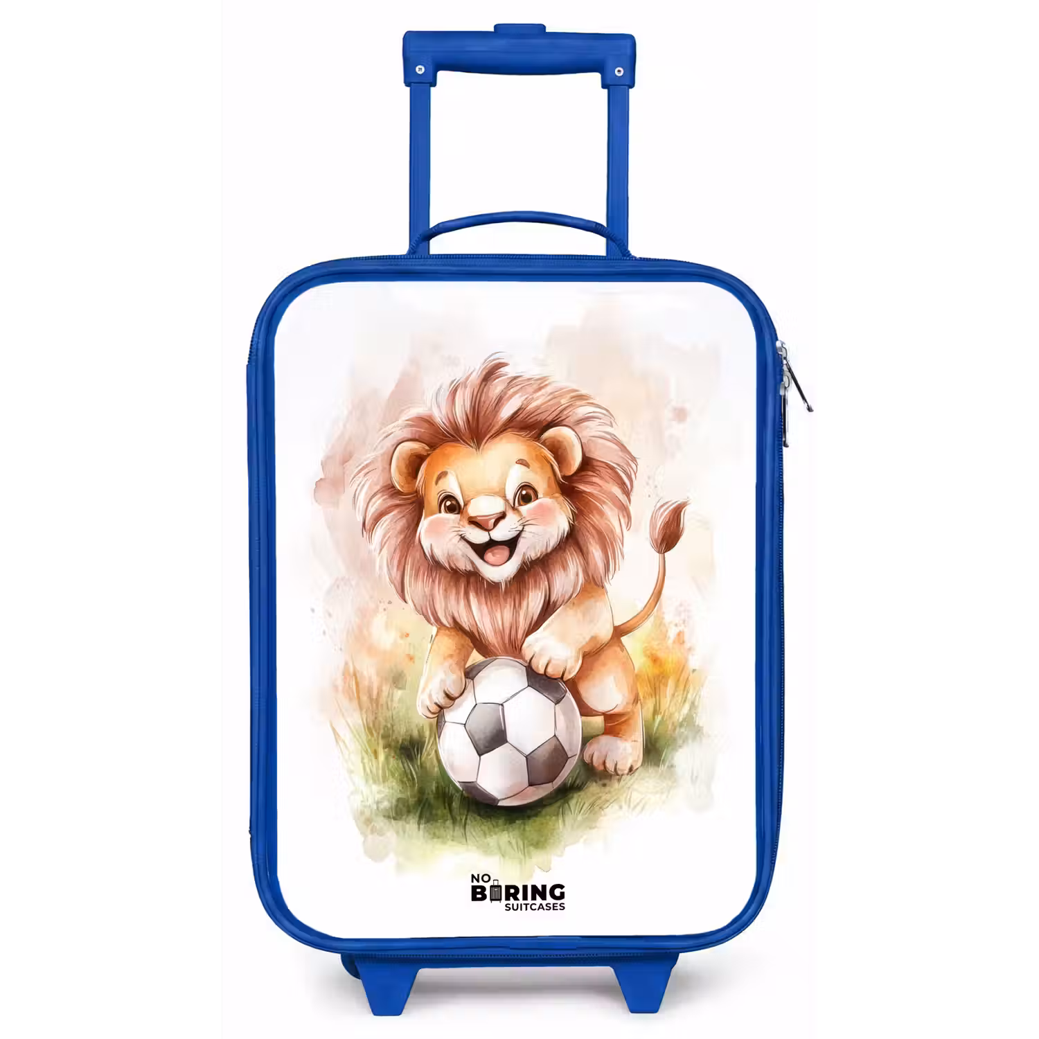 Speelse leeuw met voetbal op grasveld Kinderkoffer - Blauw klein -zz3dotto
