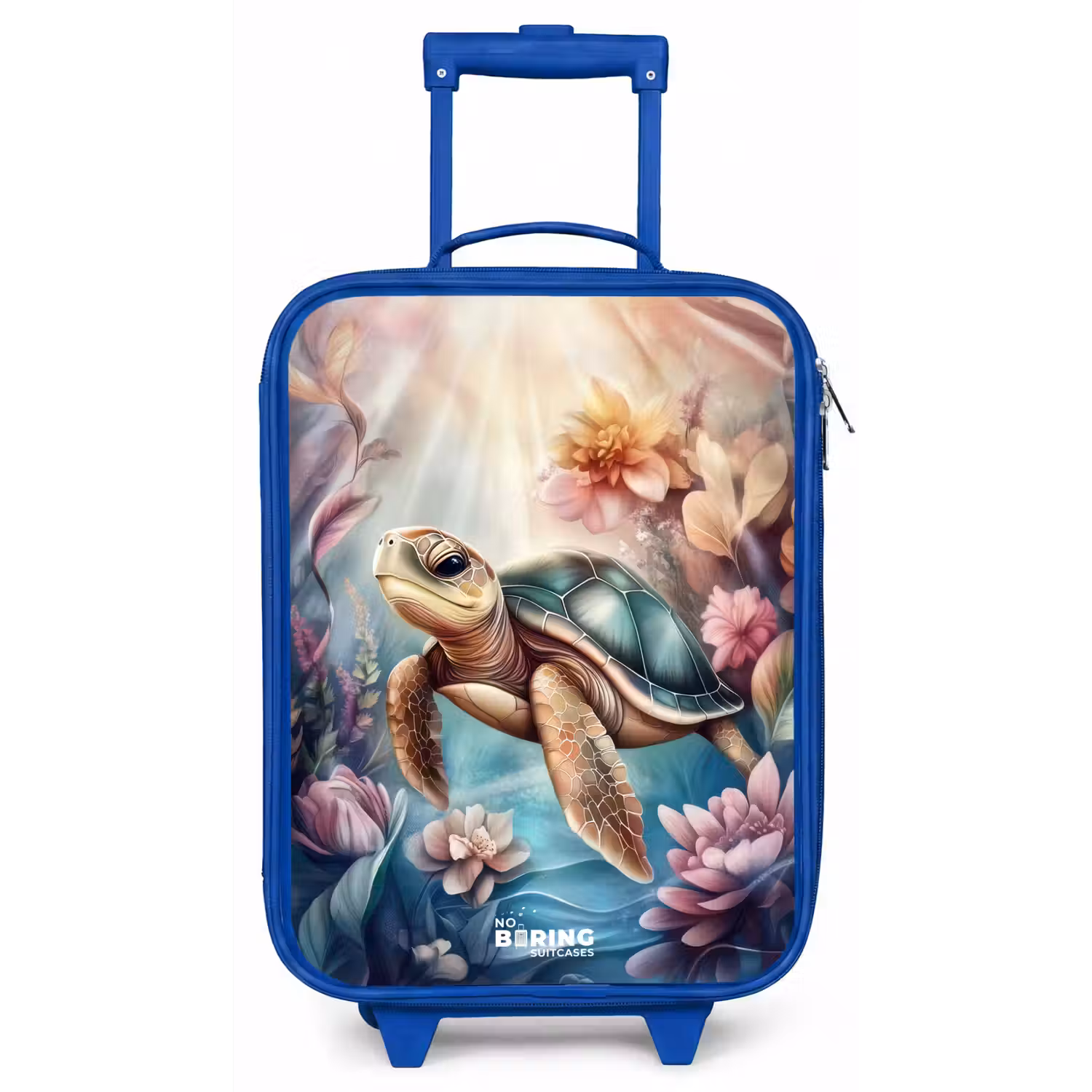 Zeeschildpad tussen bloemen onder water Kinderkoffer - Blauw klein -zz3dotto