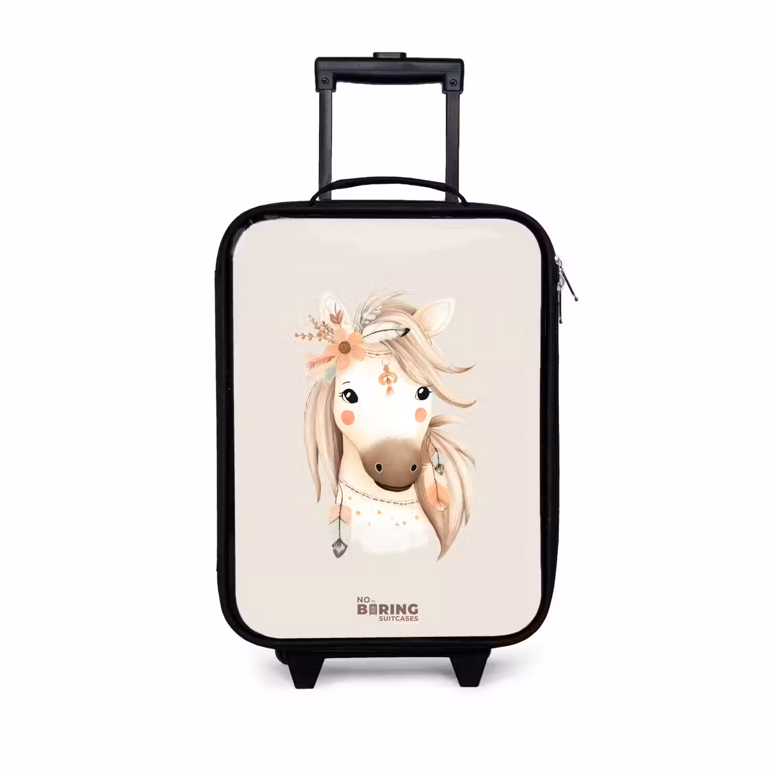 Bohemian paard in pastel kleuren Kinderkoffer - Zwart klein -3d