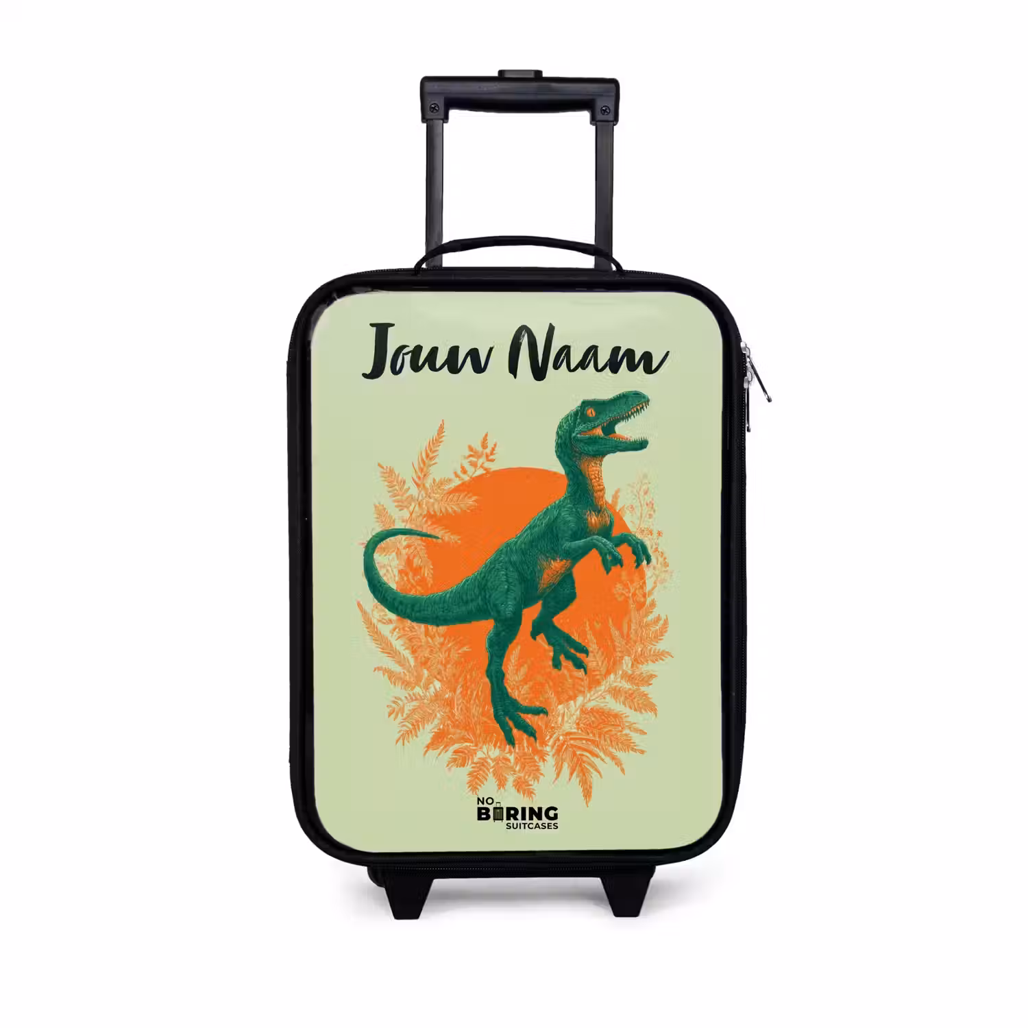 Dino - Natuur - Groen Kinderkoffer - Zwart klein -3d
