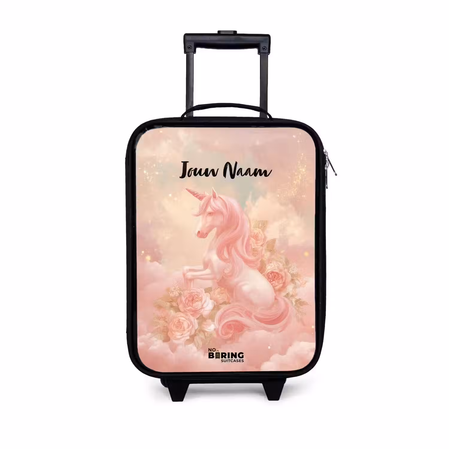 Eenhoorn - Wolken - Roze Kinderkoffer - Zwart klein -3d