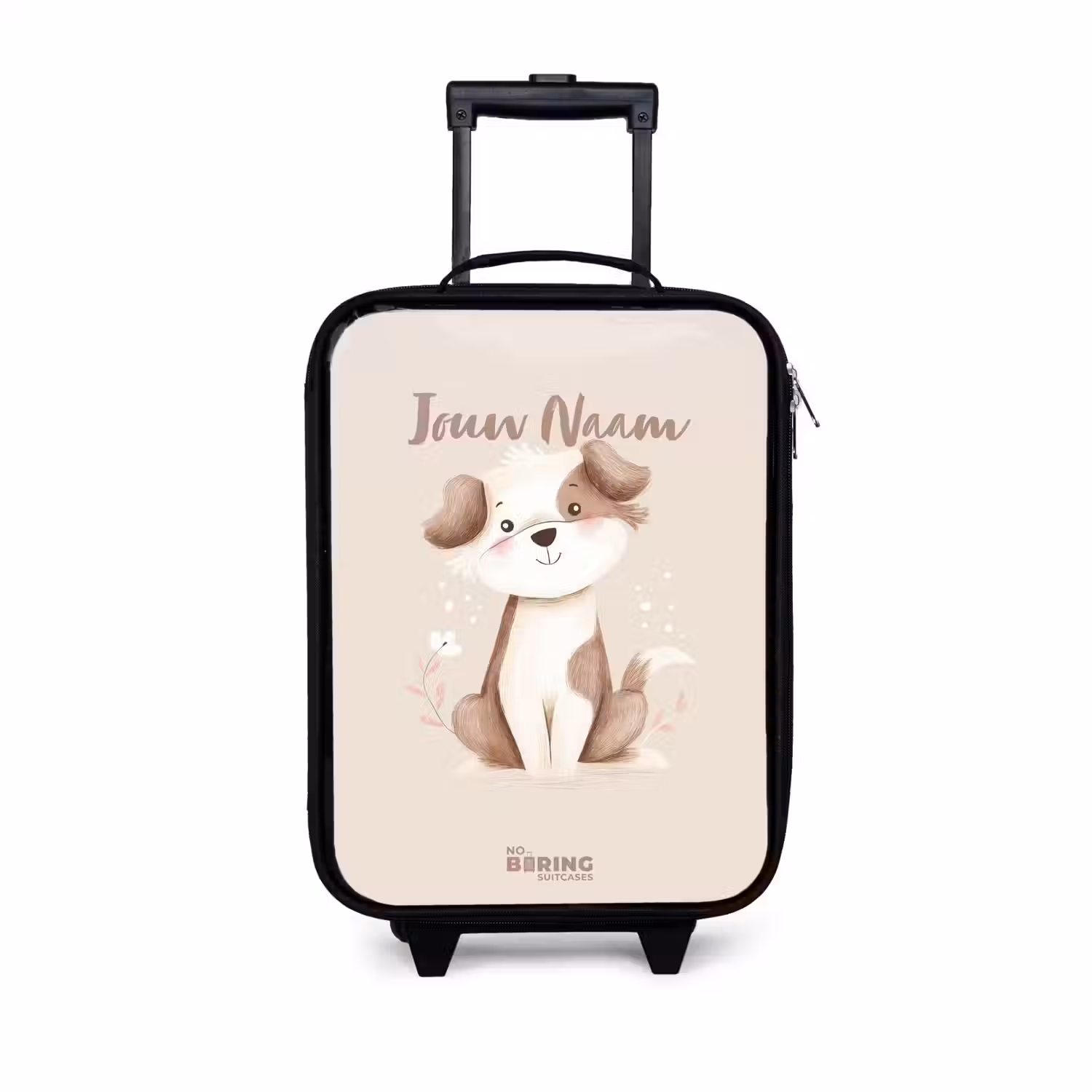 Hond in de kleuren bruin en beige Kinderkoffer - Zwart klein -3d