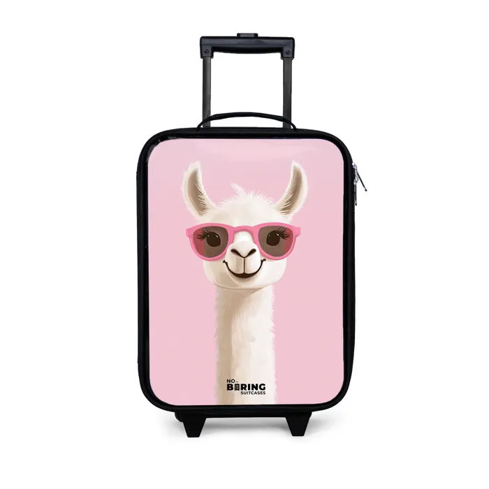 Lama - Wit - Zonnebril - Wimpers Kinderkoffer - Zwart klein -3d