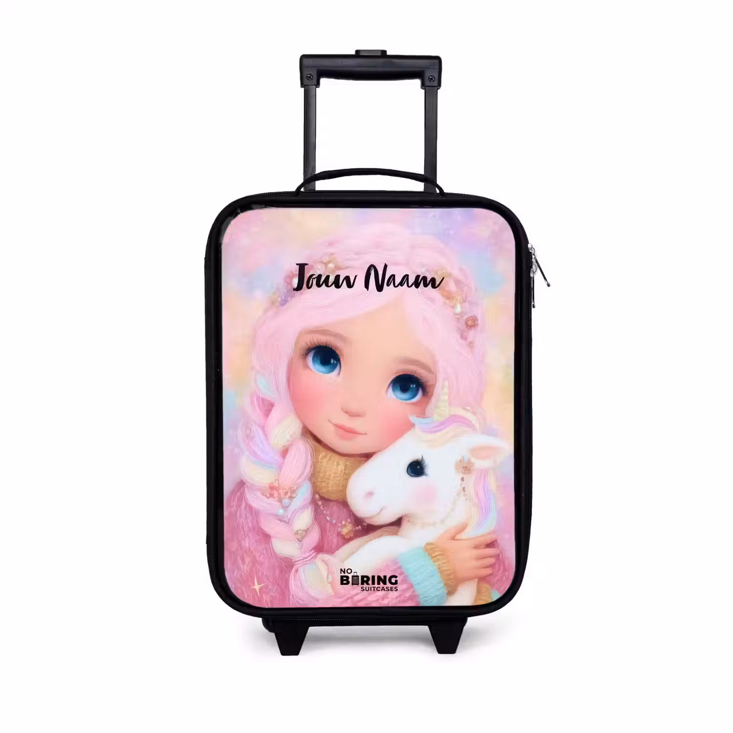 Meisje - Eenhoorn - Roze Kinderkoffer - Zwart klein -3d