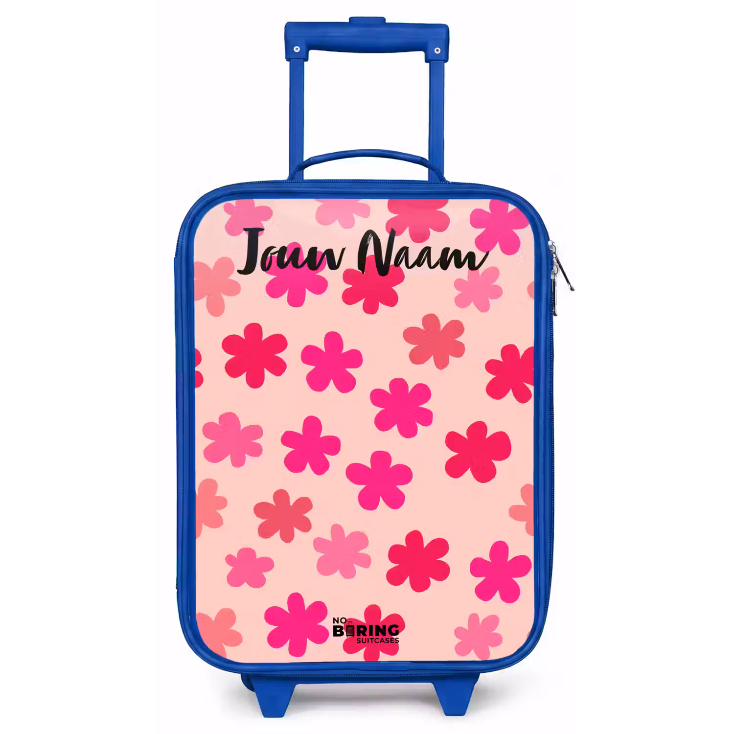 Bloemen - Patroon - Roze Kinderkoffer - Blauw klein -zz3dotto