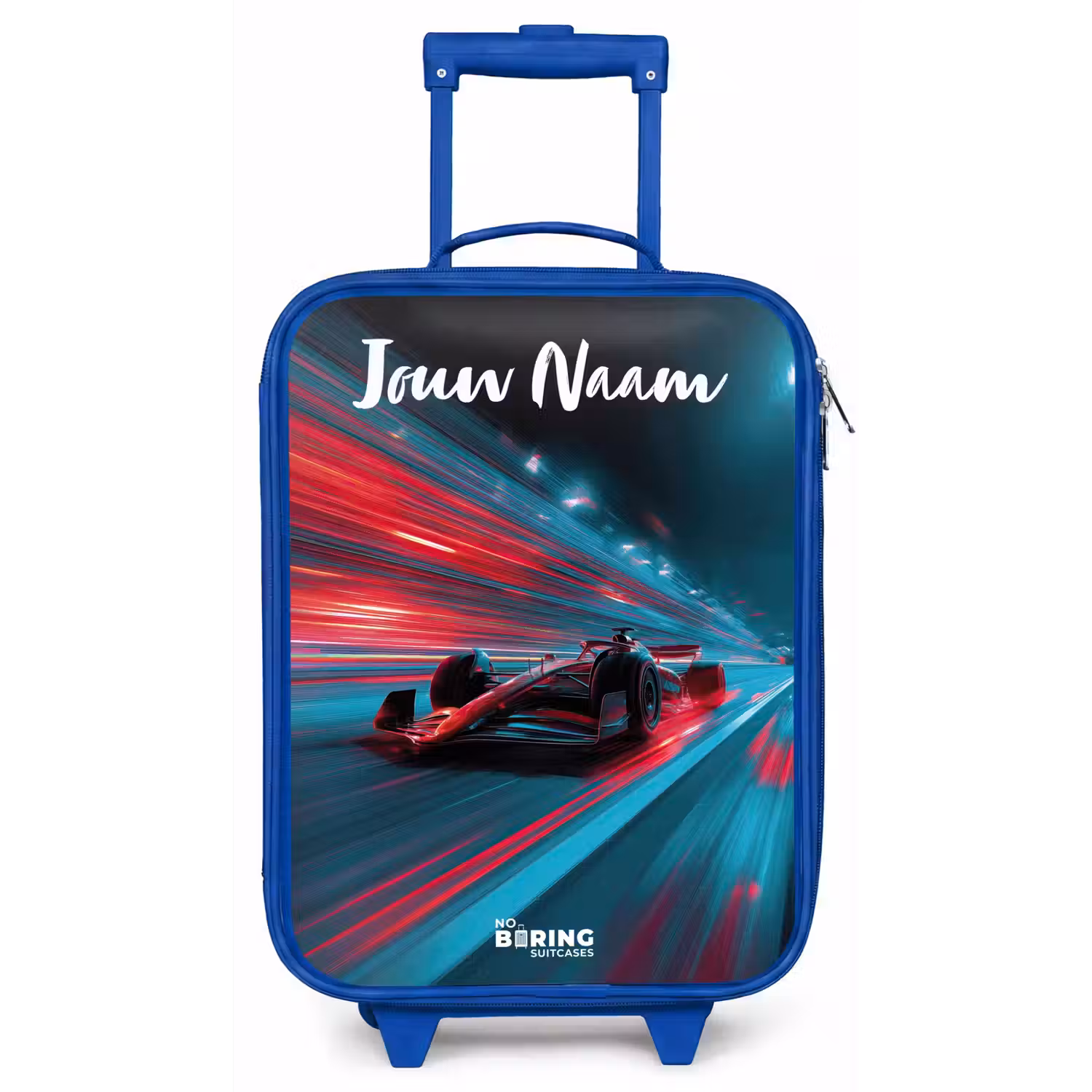 Formule 1 - Raceauto - Rood - Neonverlichting Kinderkoffer - Blauw klein -zz3dotto