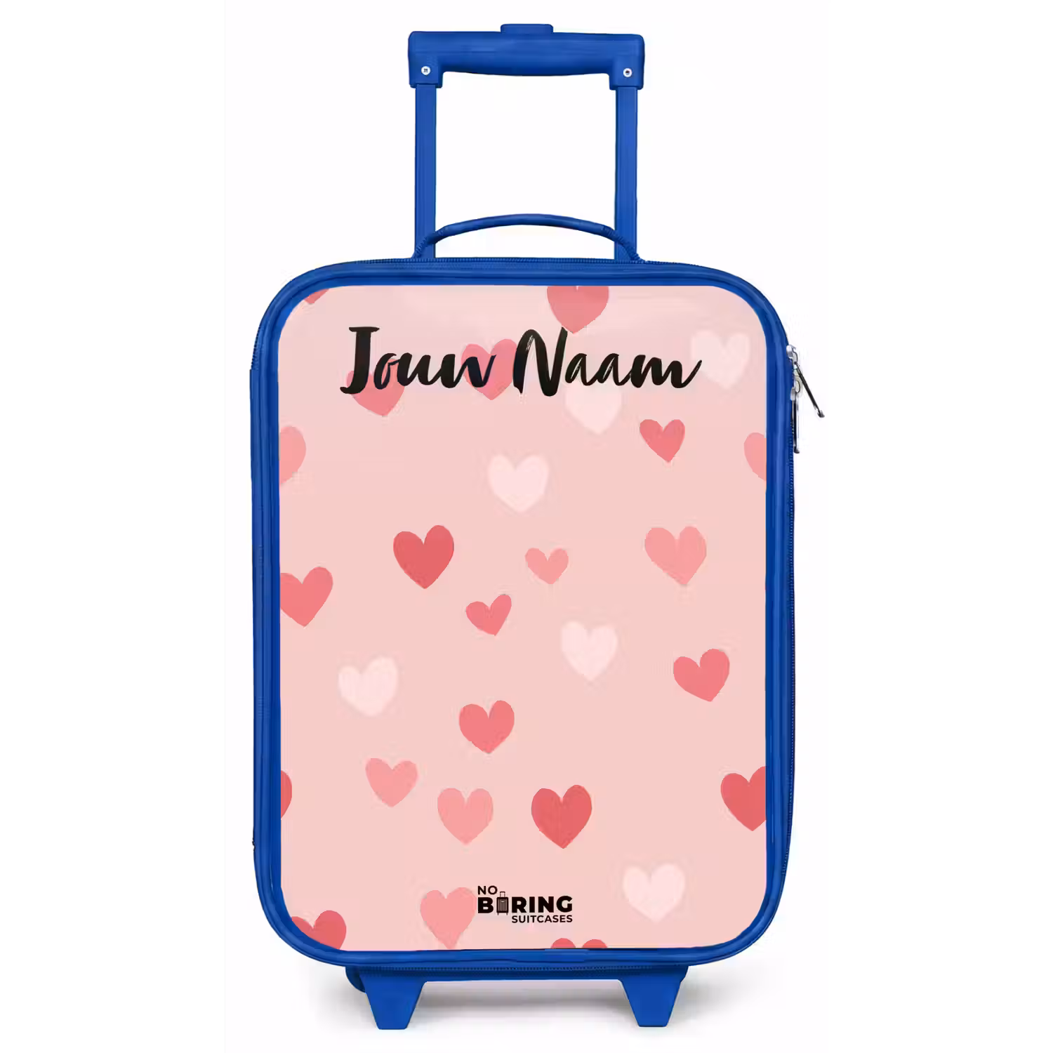 Hartjes - Patroon - Roze Kinderkoffer - Blauw klein -zz3dotto