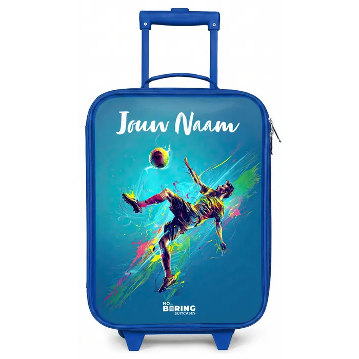 Neon - Voetbal - Schop - Kleurrijk Kinderkoffer - Blauw klein -zz3dotto
