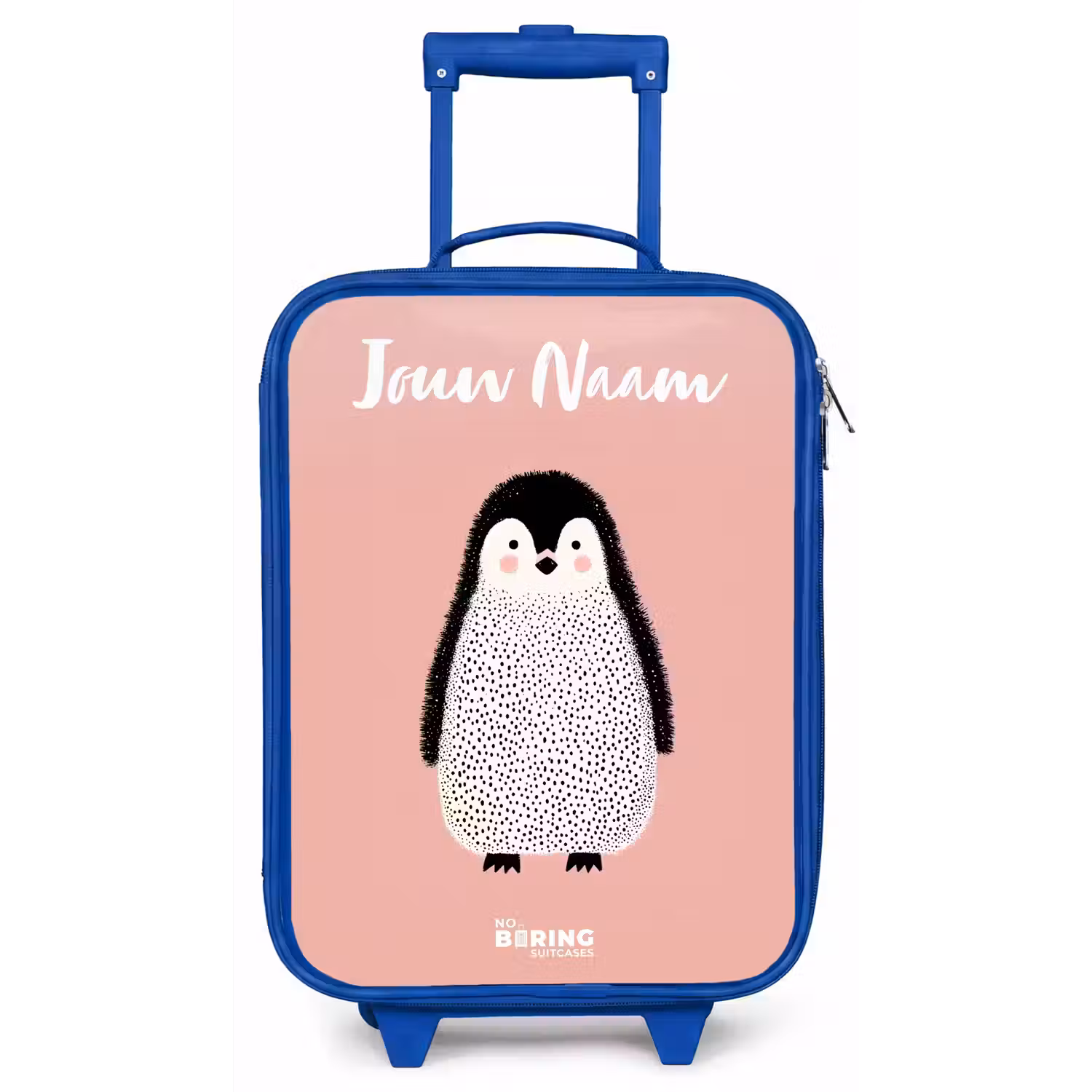 Pinguïn - Stippen - Roze - Minimalistisch Kinderkoffer - Blauw klein -zz3dotto