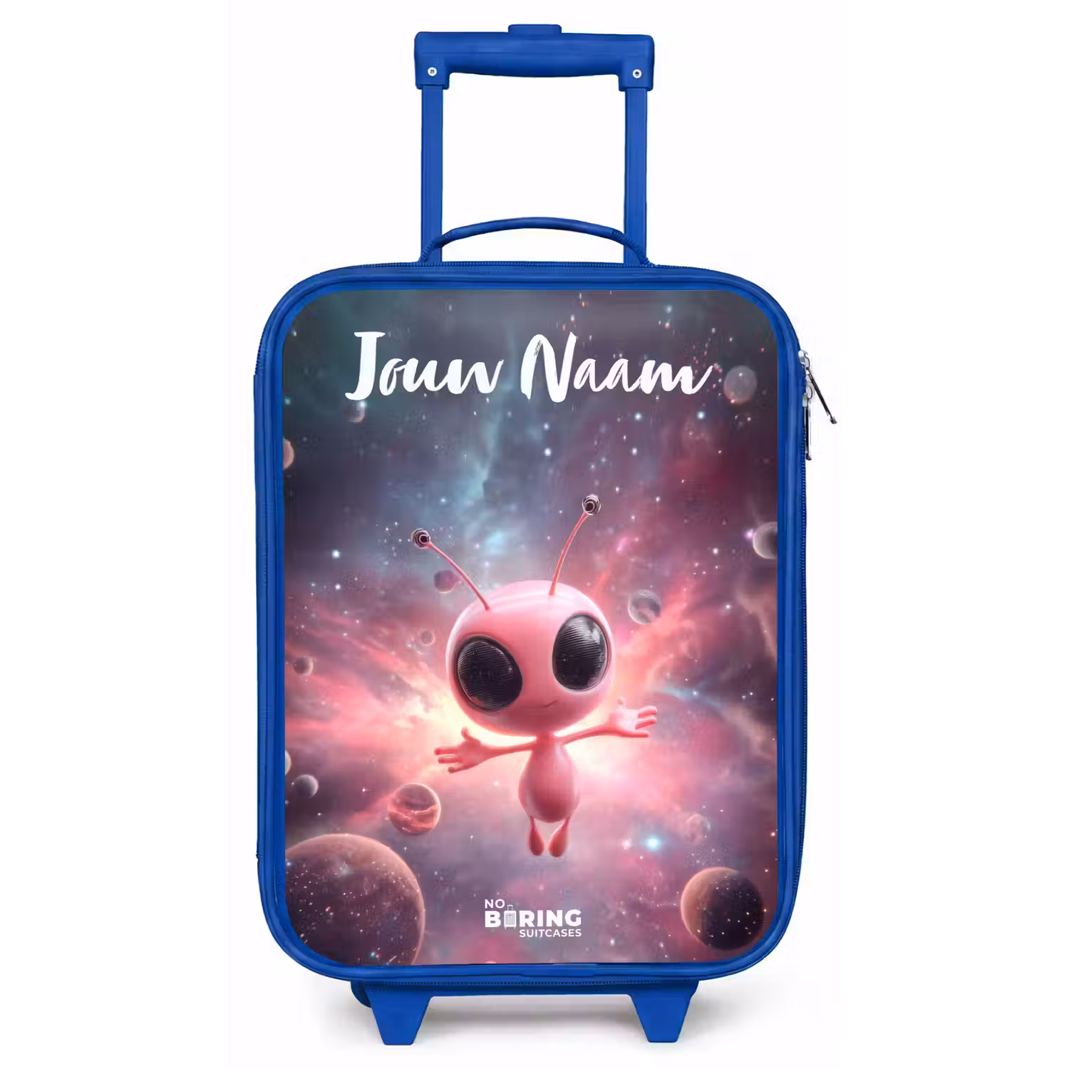 Roze Alien in Sterrennevel Kinderkoffer - Blauw klein -zz3dotto