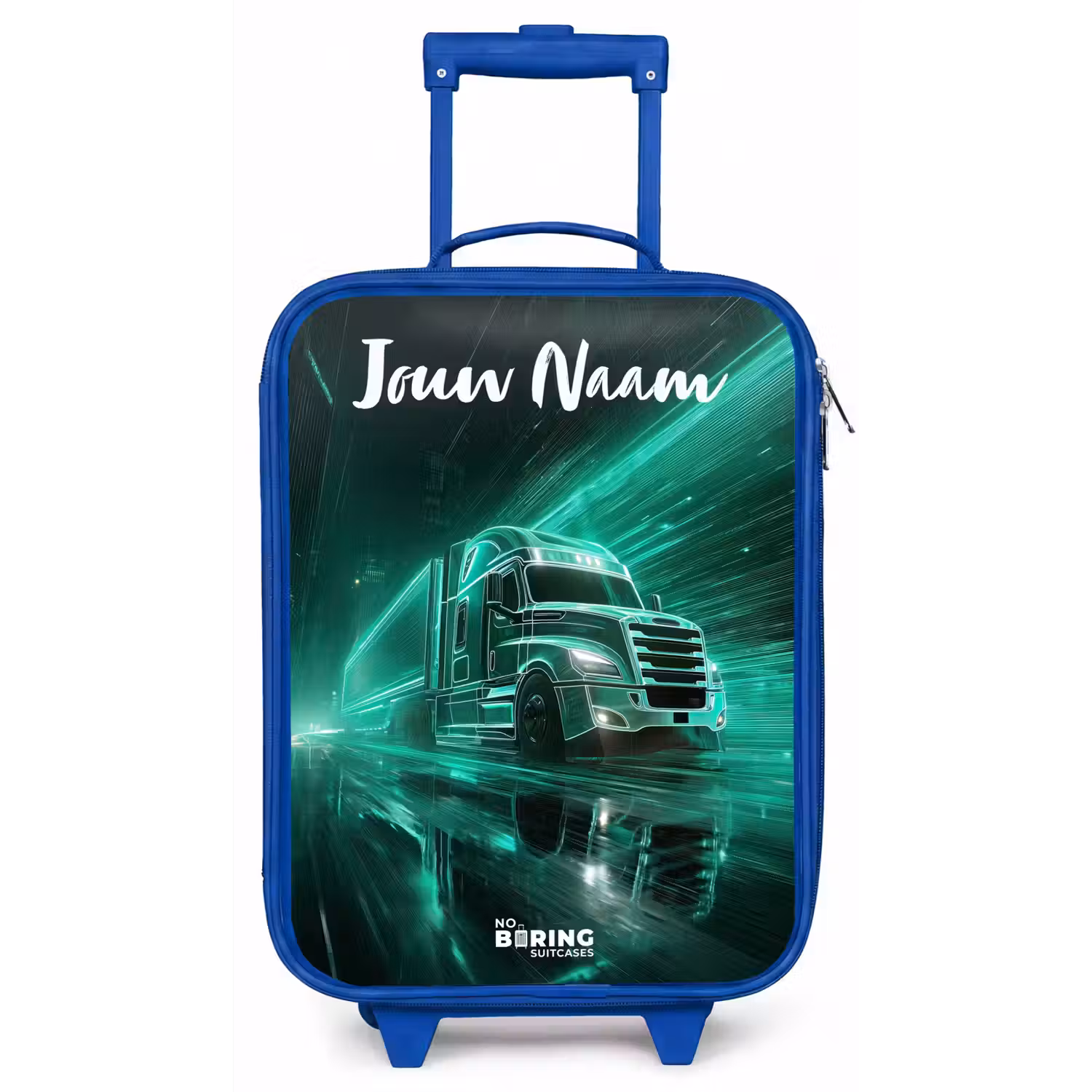 Vrachtwagen - Stad - Groen - Neon Kinderkoffer - Blauw klein -zz3dotto