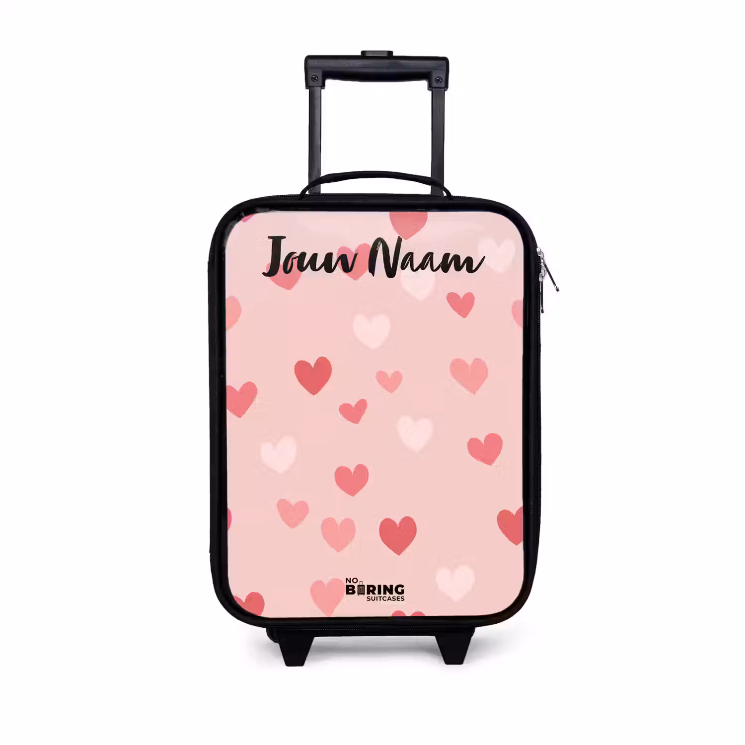 Hartjes - Patroon - Roze Kinderkoffer - Zwart klein -3d