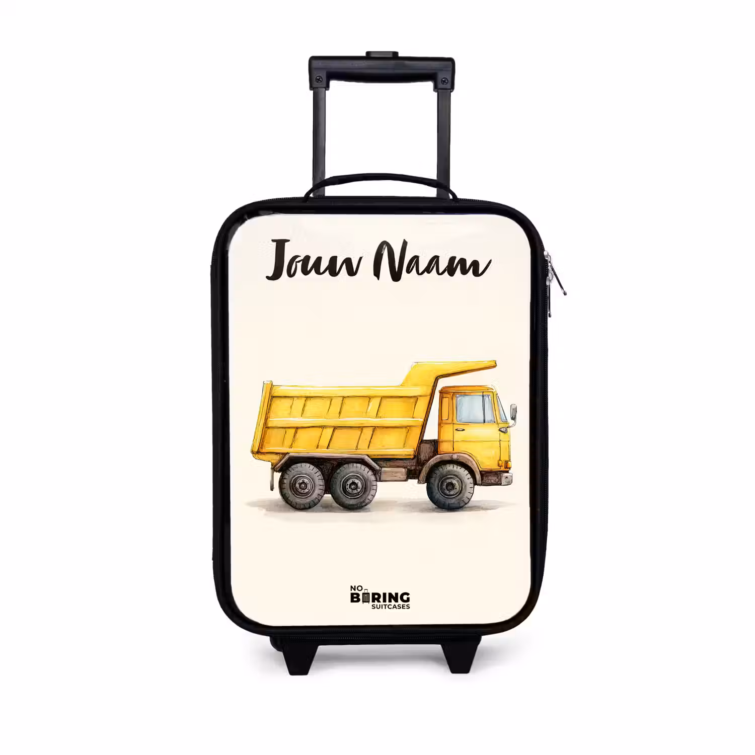 Kiepwagen - Getekend - Geel Kinderkoffer - Zwart klein -3d