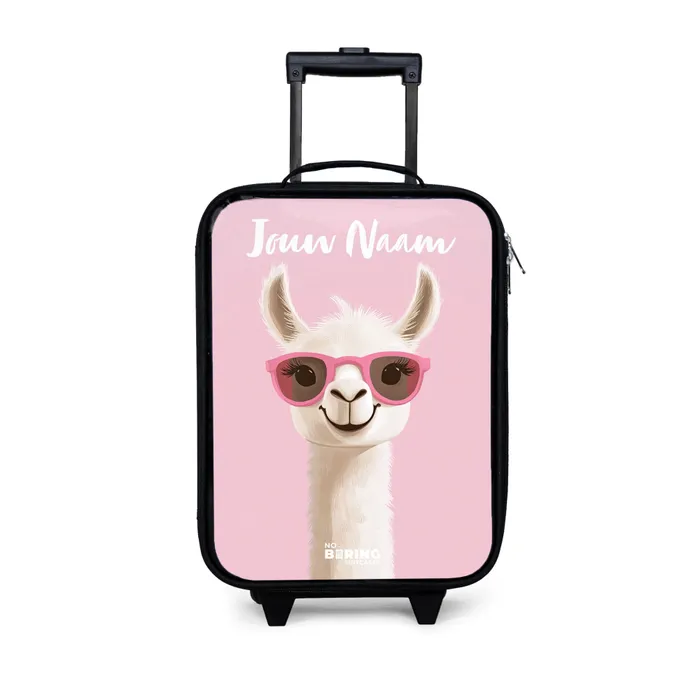 Lama - Wit - Zonnebril - Wimpers Kinderkoffer - Zwart klein -3d