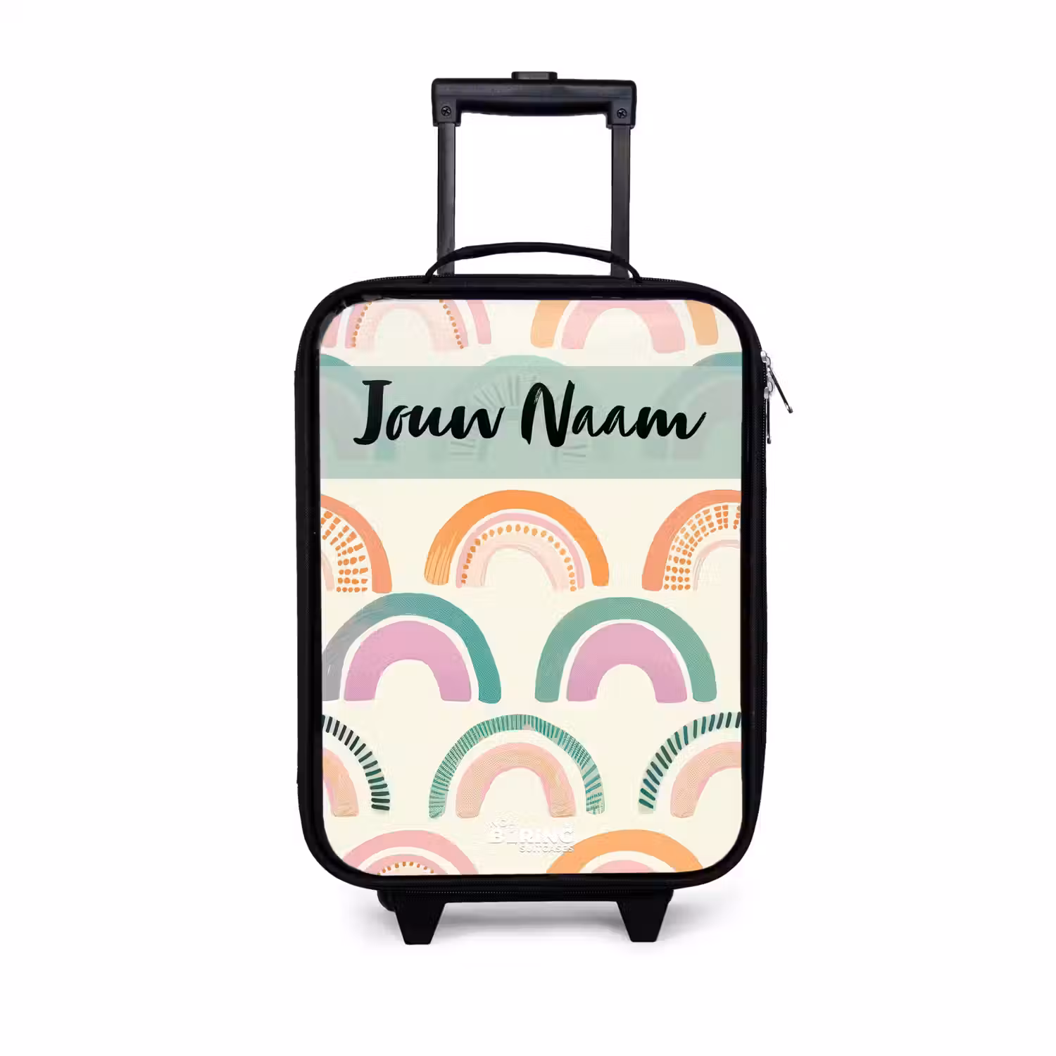 Regenboog - Pastel - Patroon Kinderkoffer - Zwart klein -3d