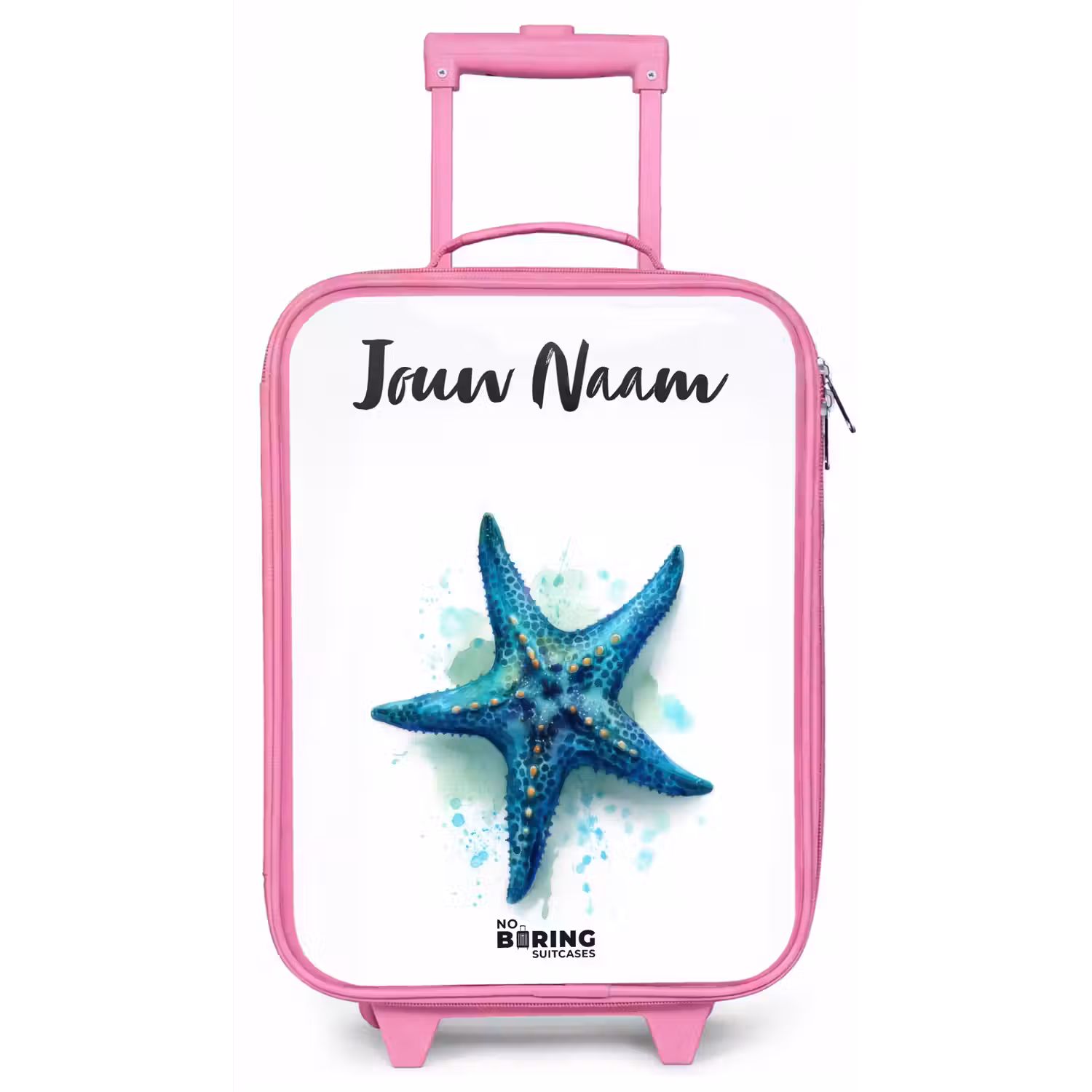Blauwe Zeester op Witte Achtergrond Kinderkoffer - Roze klein -zz3dotto