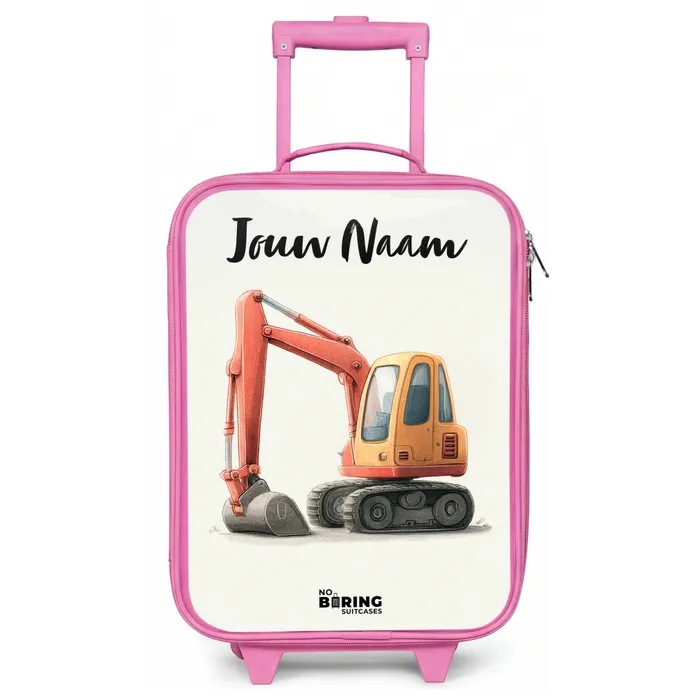 Graafmachine - Getekend - Oranje Kinderkoffer - Roze klein -zz3dotto