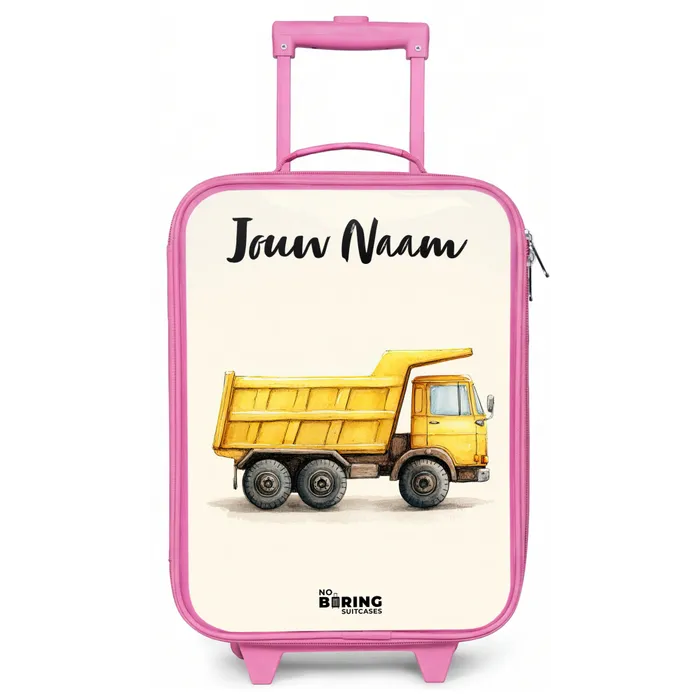 Kiepwagen - Getekend - Geel Kinderkoffer - Roze klein -zz3dotto