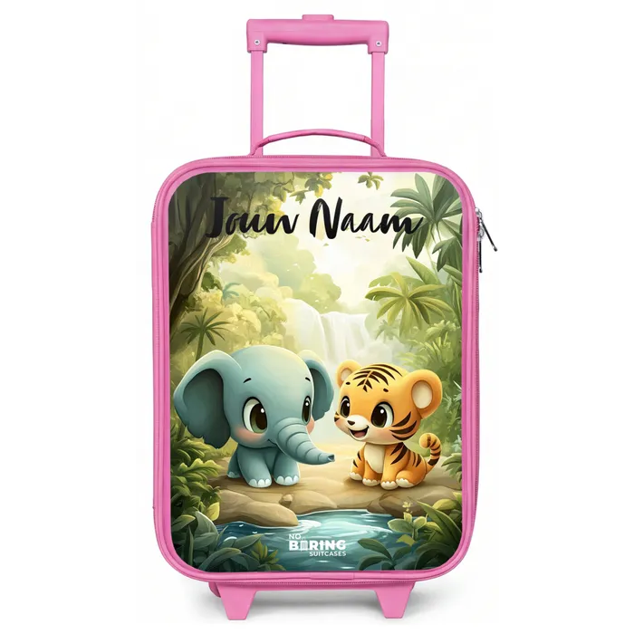 Olifant - Tijger - Bos - Jungle Kinderkoffer - Roze klein -zz3dotto
