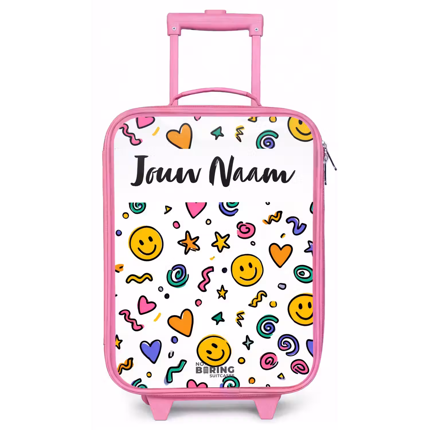 Smiley - Hartje - Ster Kinderkoffer - Roze klein -zz3dotto