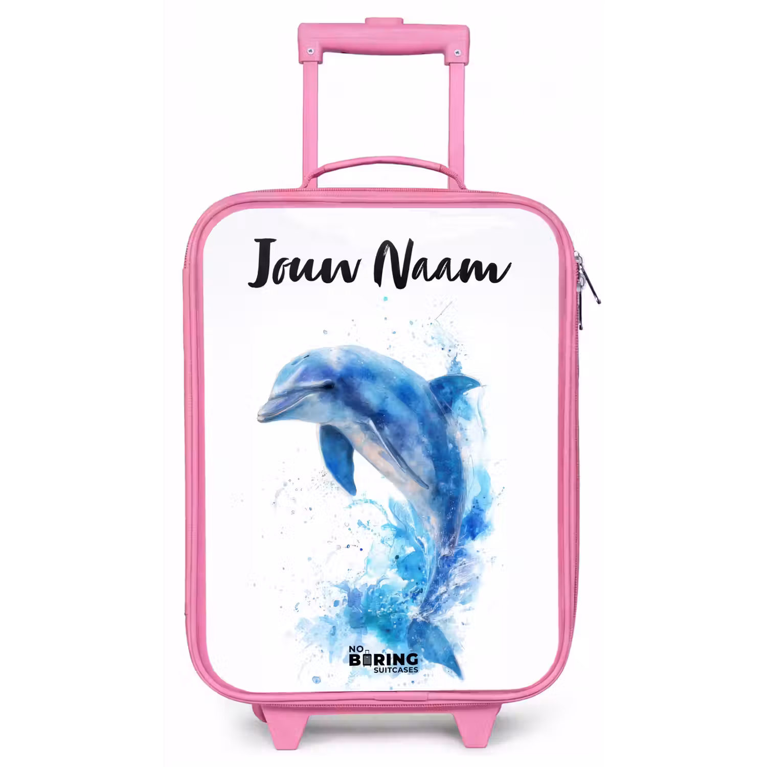 Springende blauwe dolfijn Kinderkoffer - Roze klein -zz3dotto