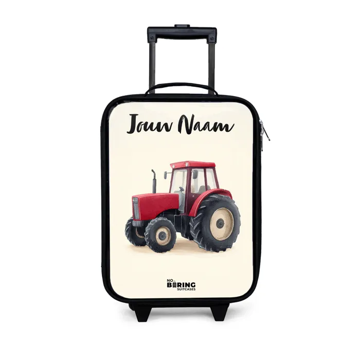 Tractor - Getekend - Rood Kinderkoffer - Zwart klein -3d