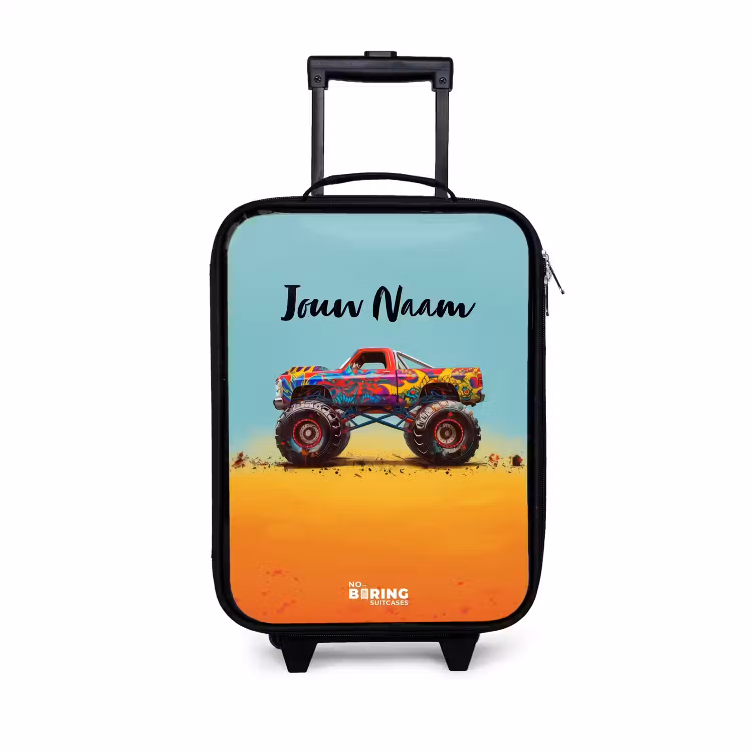 Monstertruck met Graffiti Print in het Zand Kinderkoffer - Zwart klein -3d