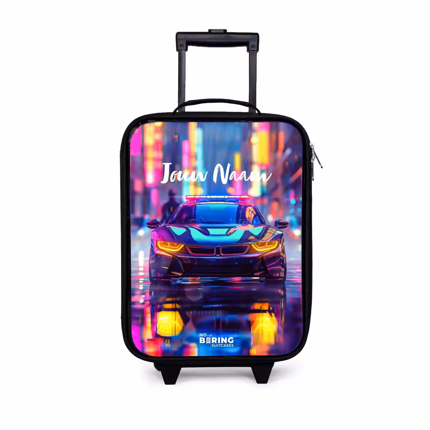 Neon nightcar Kinderkoffer - Zwart klein -3d