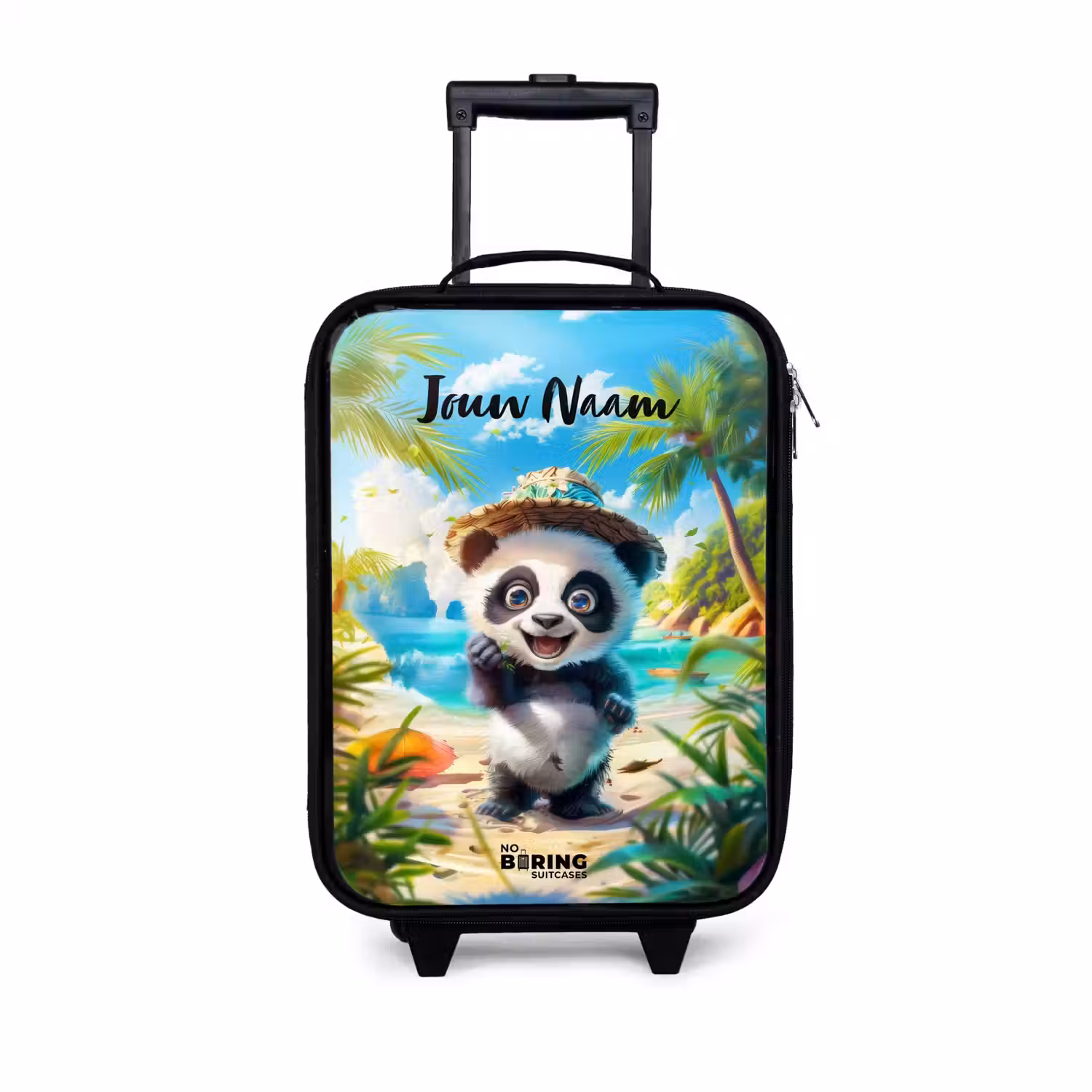 Pablo panda Kinderkoffer - Zwart klein -3d