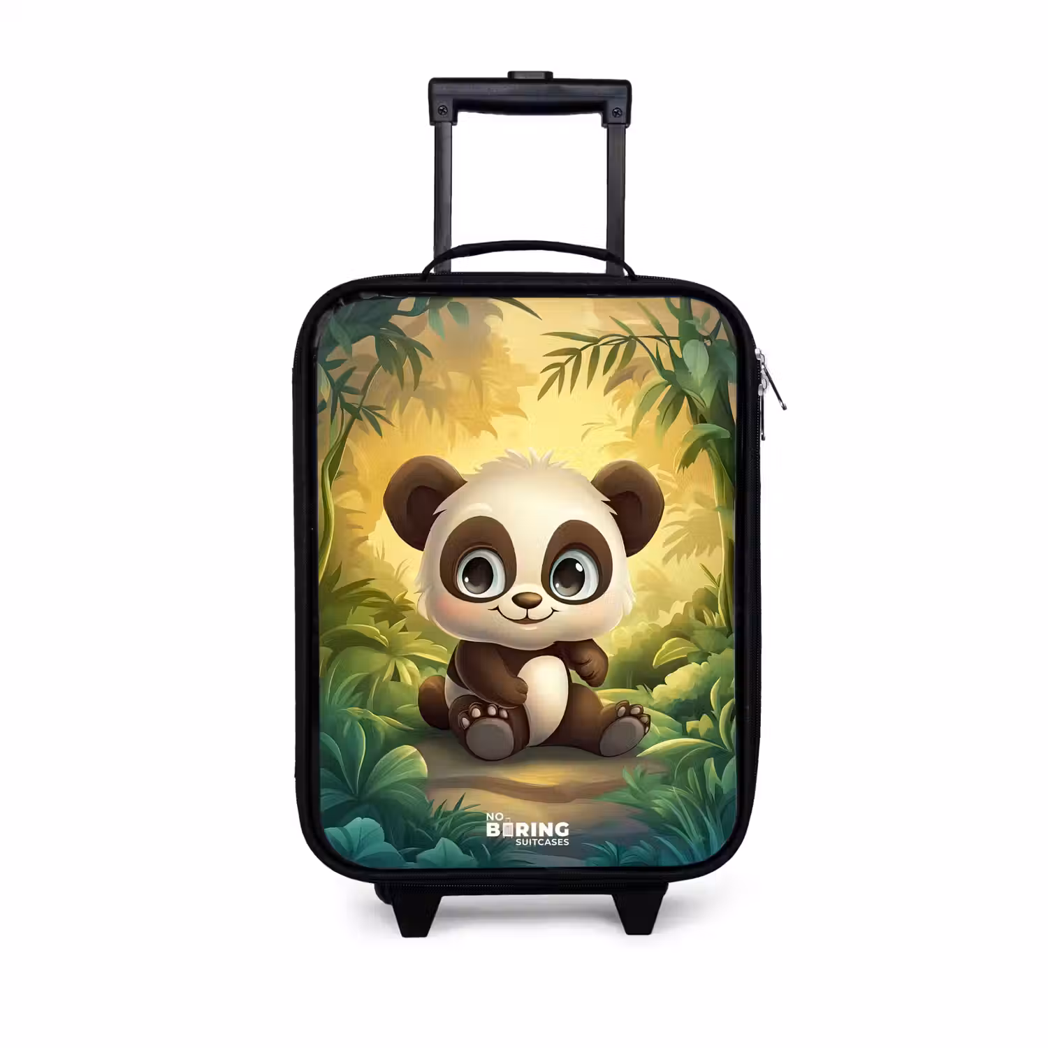 Panda - Bamboebos - Groen Kinderkoffer - Zwart klein -3d
