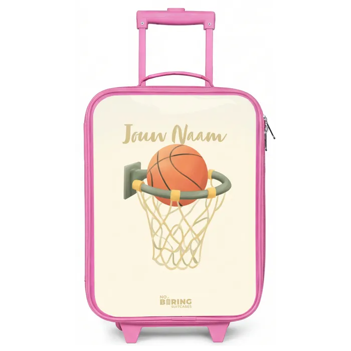 Basketbal in neutrale kleuren Kinderkoffer - Roze klein -zz3dotto