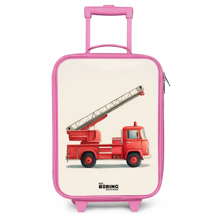 Brandweerwagen - Getekend - Rood Kinderkoffer - Roze klein -zz3dotto