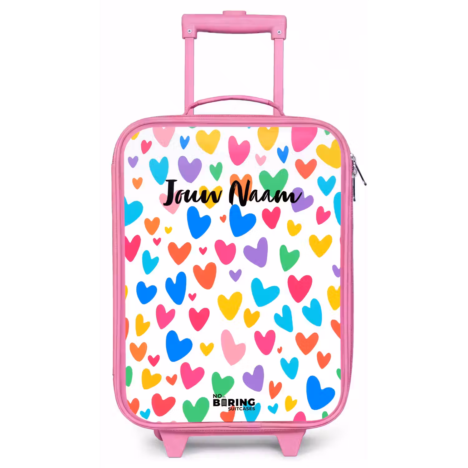 Gekleurde hartjes Kinderkoffer - Roze klein -zz3dotto