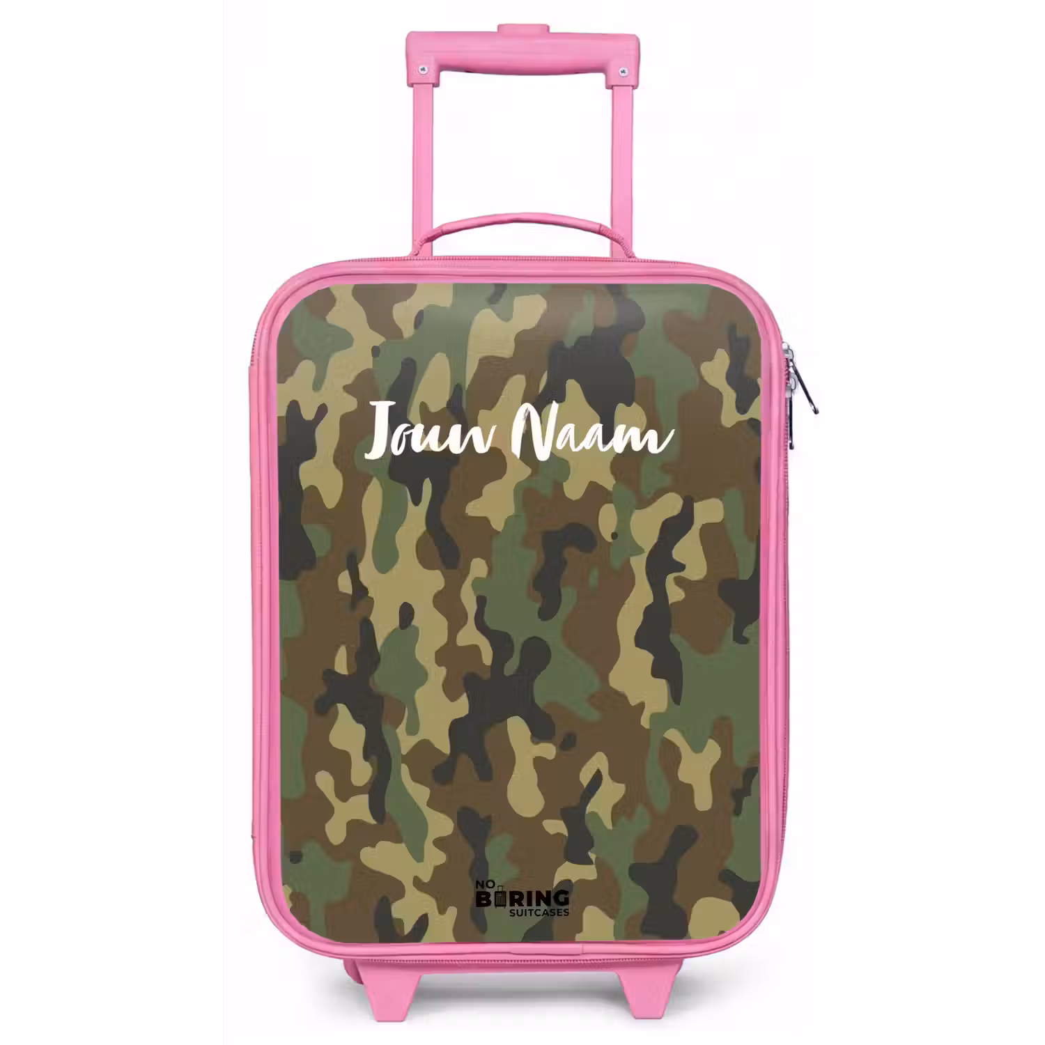 Groene camouflage met zandkleur Kinderkoffer - Roze klein -zz3dotto