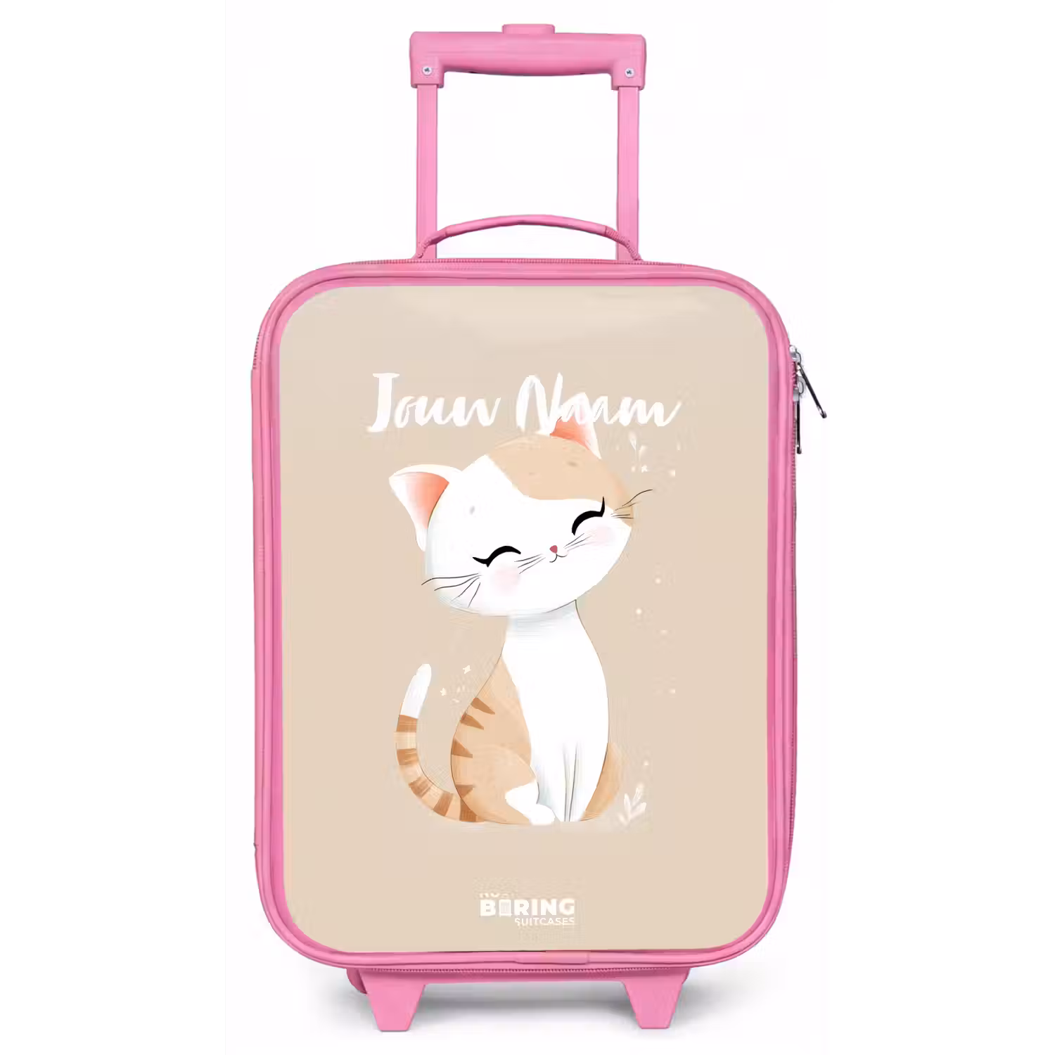 Kitten in de kleuren beige en wit Kinderkoffer - Roze klein -zz3dotto