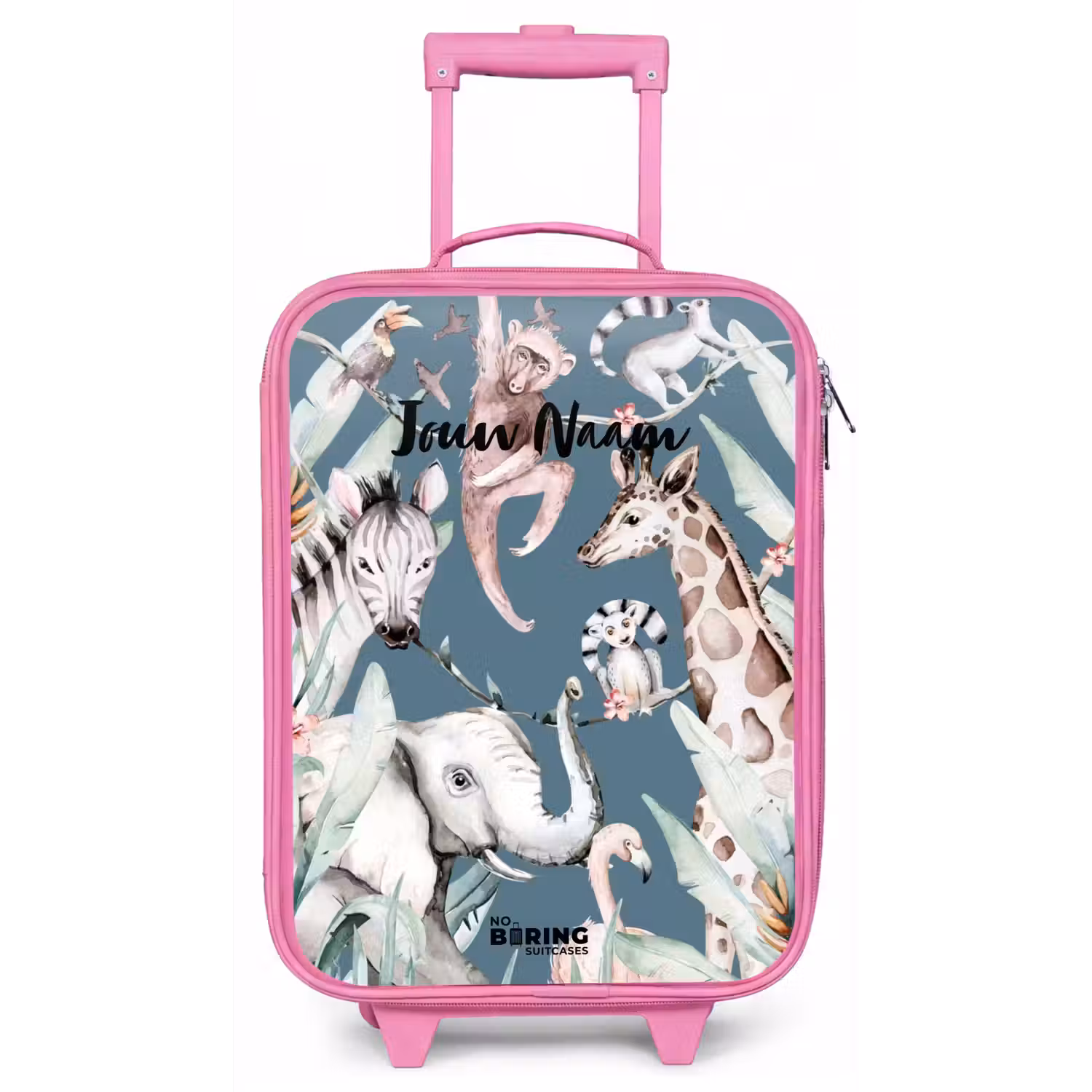 Jungle Dierenfeest Kinderkoffer - Roze klein -zz3dotto