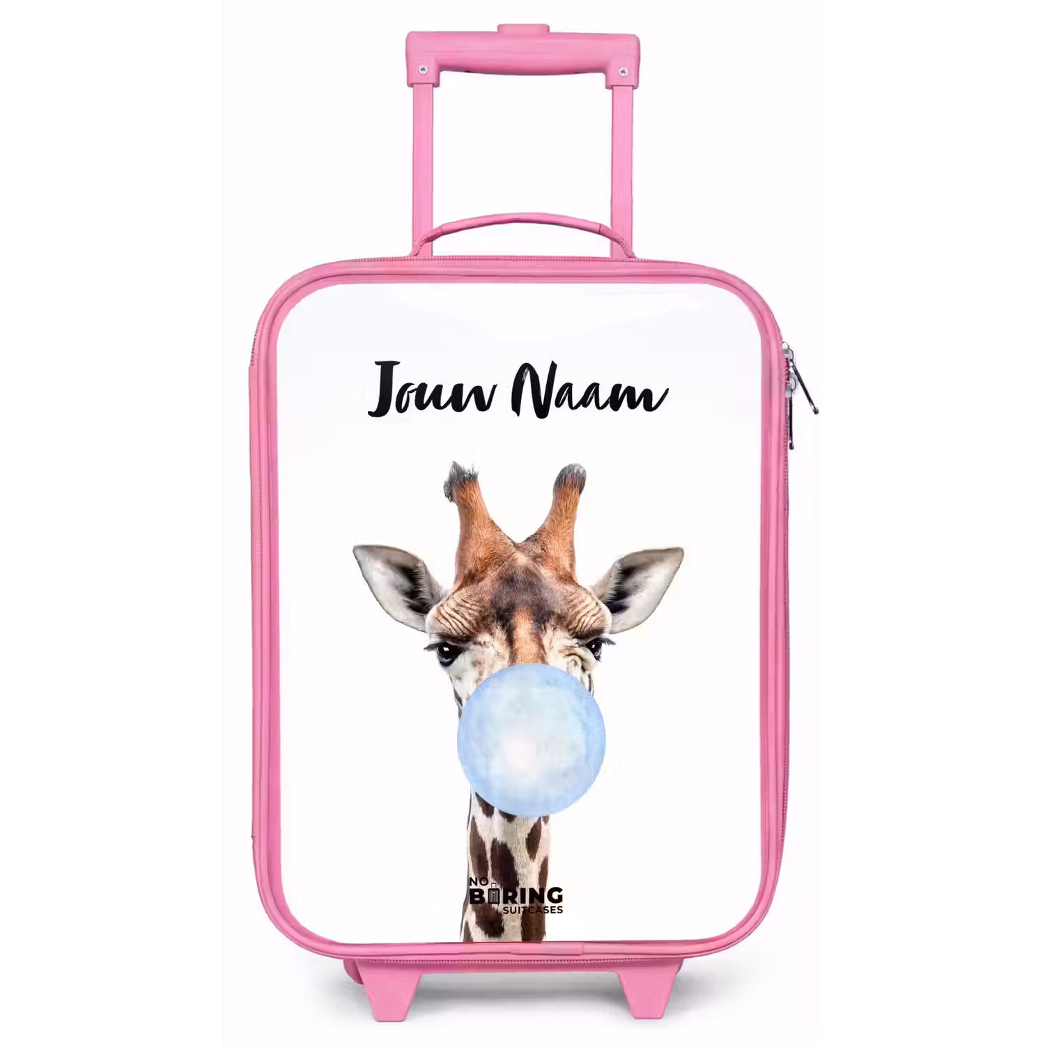 Kauwende Kobus blauw Kinderkoffer - Roze klein -zz3dotto