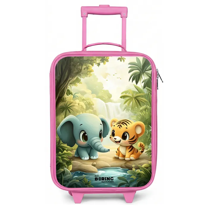 Olifant - Tijger - Bos - Jungle Kinderkoffer - Roze klein -zz3dotto