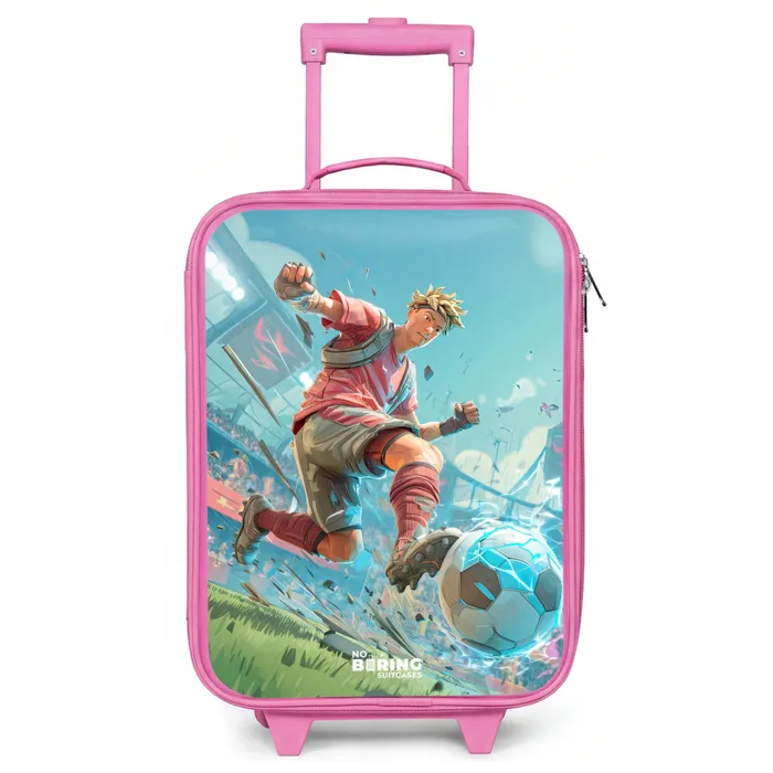 Voetbal - Jongen - Stadion - Elektrisch Kinderkoffer - Roze klein -zz3dotto