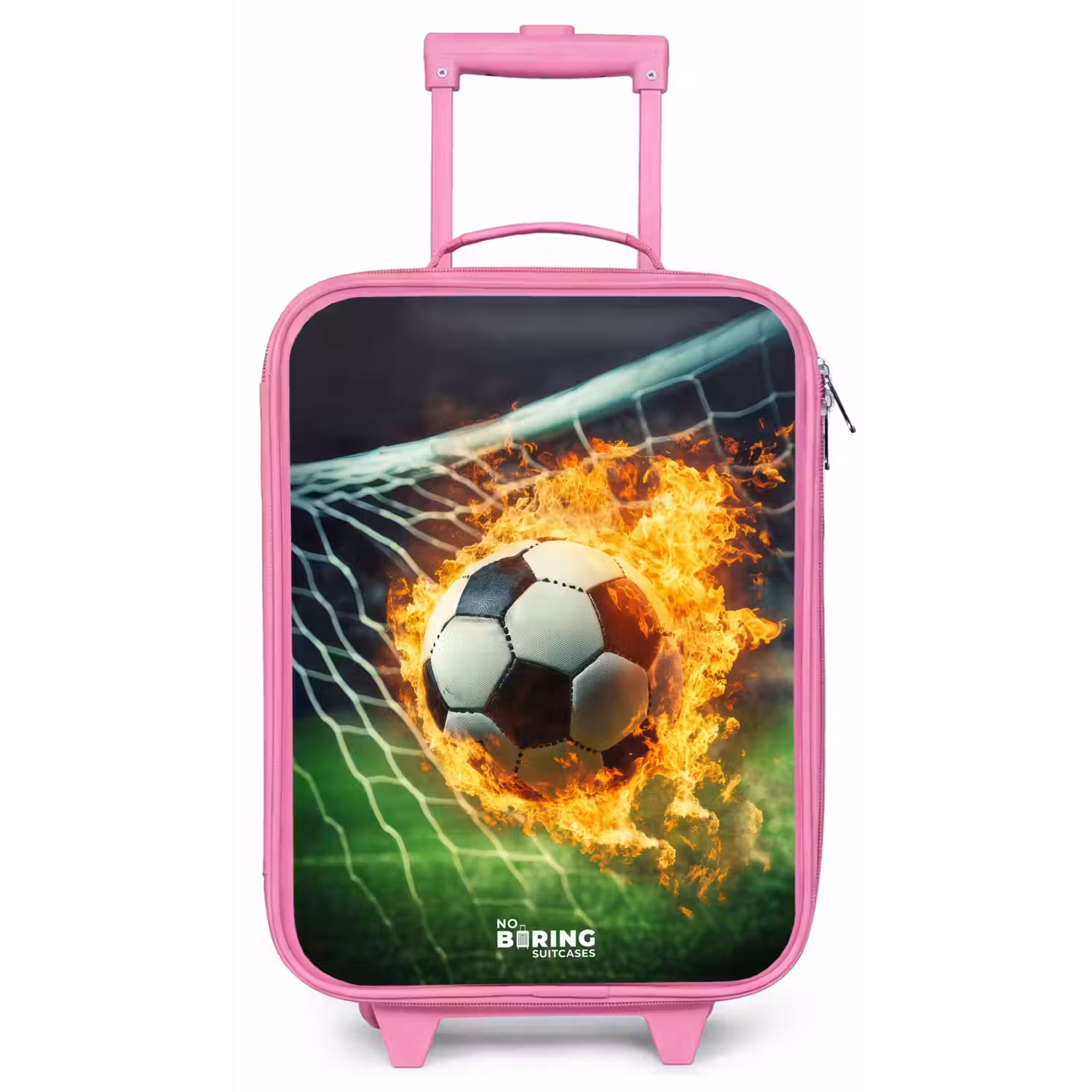 Vuurvoetbal in doelnet vastgelegd Kinderkoffer - Roze klein -zz3dotto