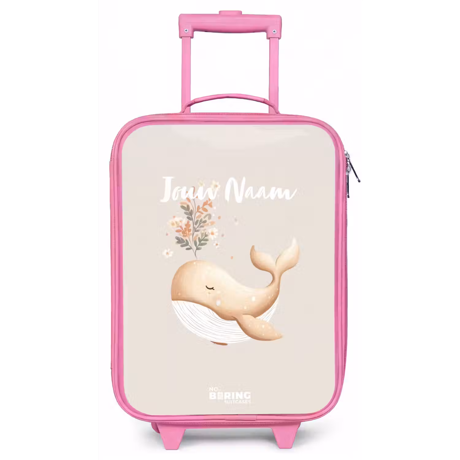 Walvis in pastel beige kleuren Kinderkoffer - Roze klein -zz3dotto