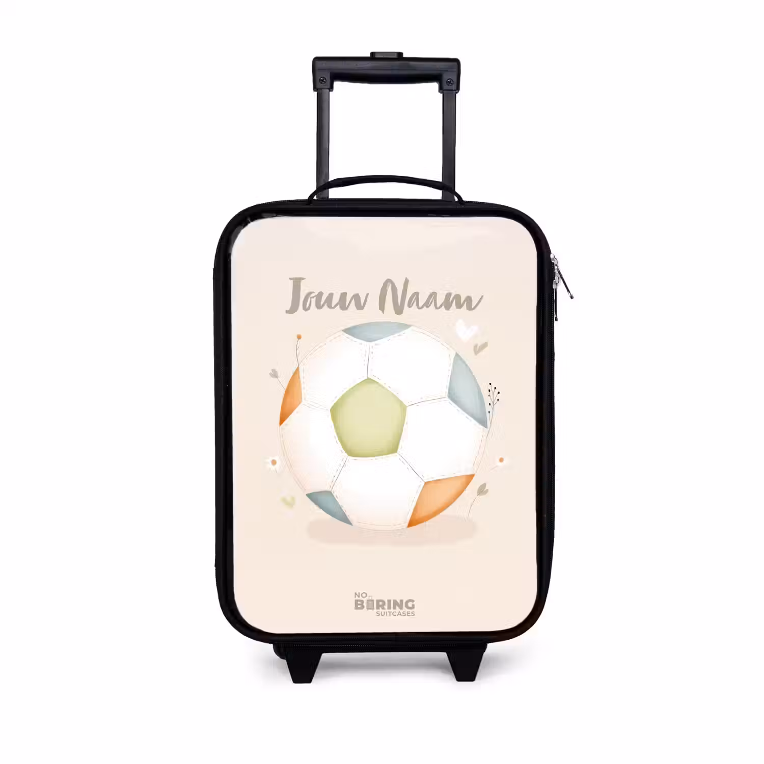 Voetbal in beige pastel kleuren Kinderkoffer - Zwart klein -3d