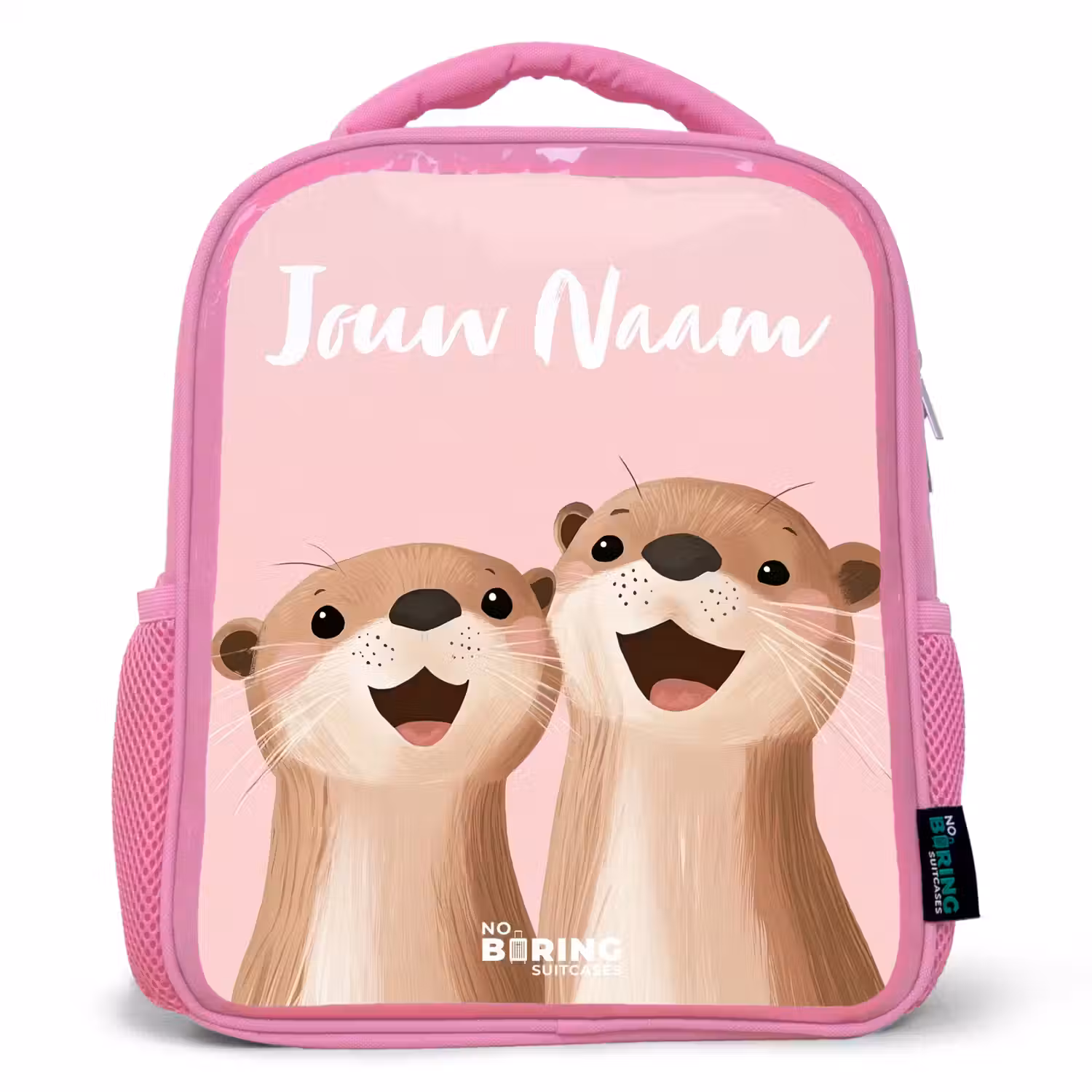 Glimlach - Otters - Roze - Illustratie Kinderrugzak - Roze middel -3d