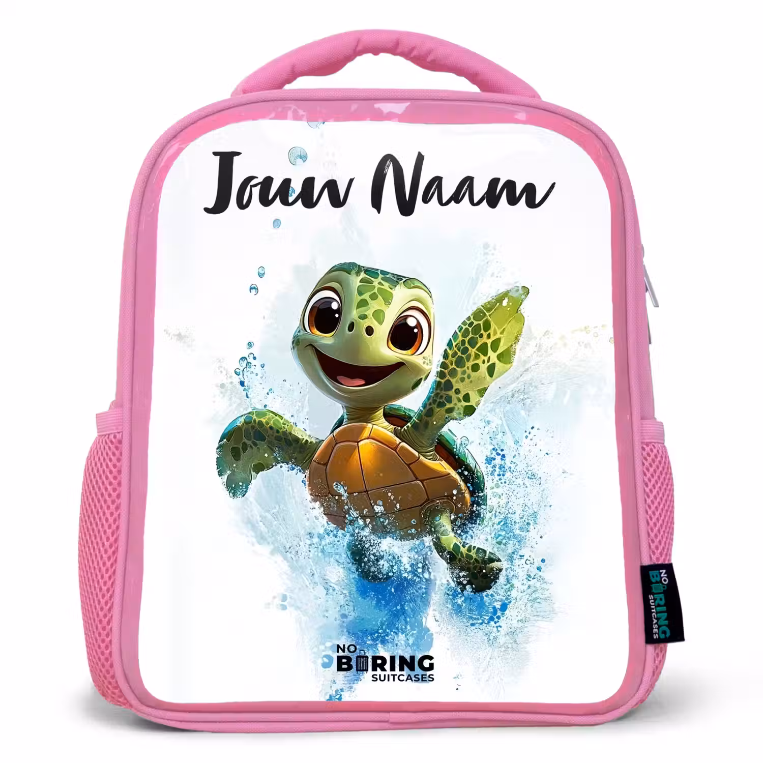 Schildpad - Water - Groen Kinderrugzak - Roze middel -3d