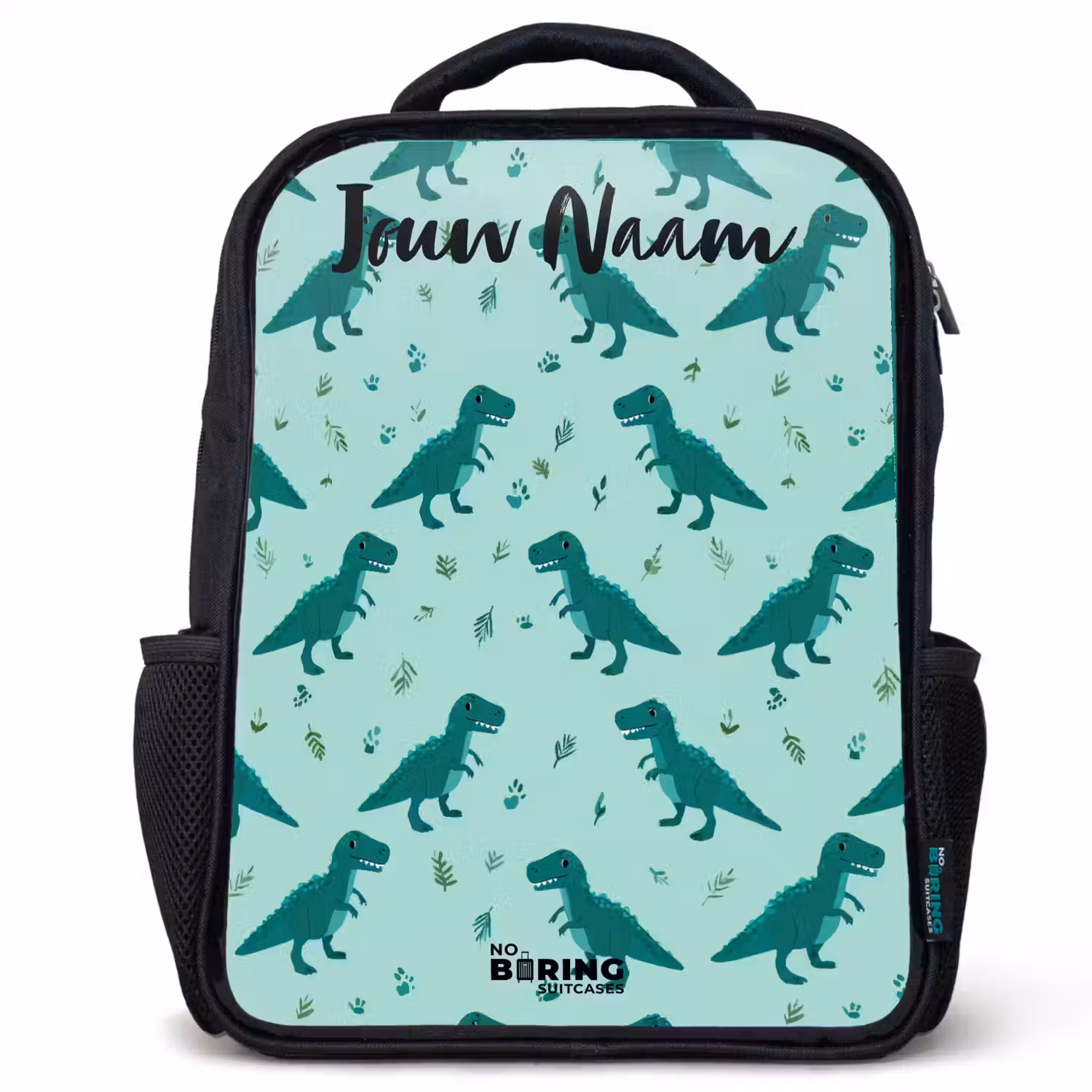 Dinos - Patroon - Groen Rugzak - Zwart middel -3d