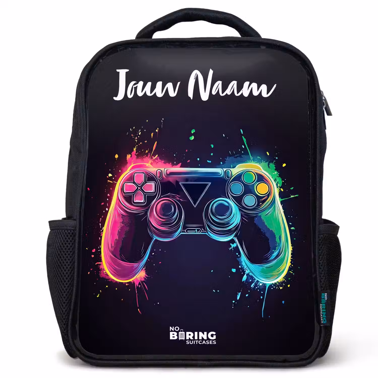 Neon - Controller - Verfspatten - Game Rugzak - Zwart middel -3d