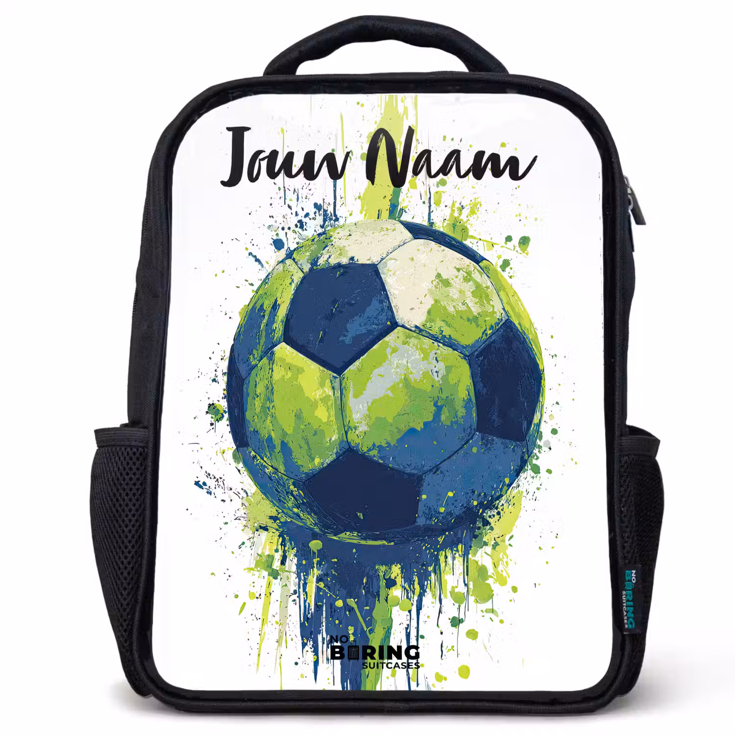 Voetbalvibes - Verf - Groen - Blauw Rugzak - Zwart middel -3d