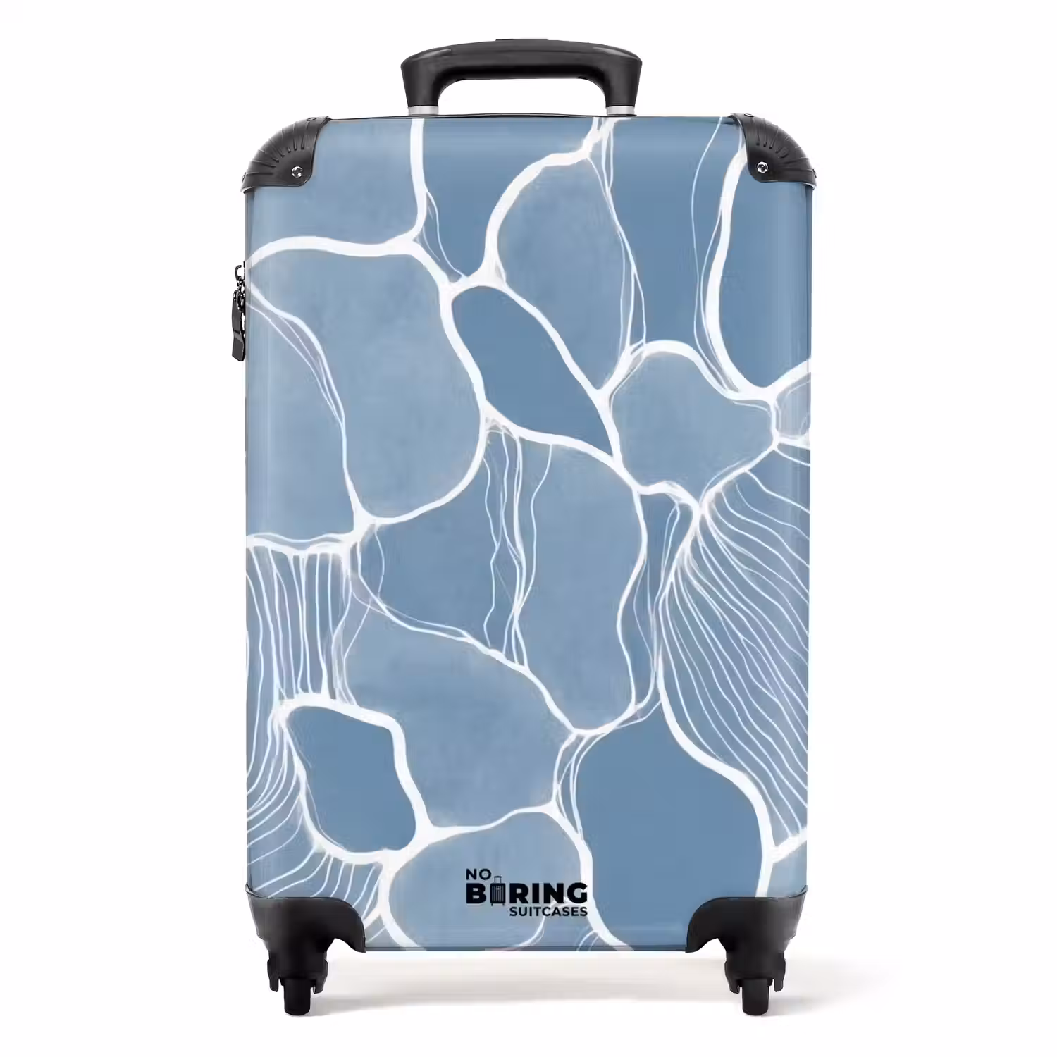 Abstract - Blauw - Bladeren NBS - Handbagage koffer - Volwassenen Unisex middel -productfoto_recht