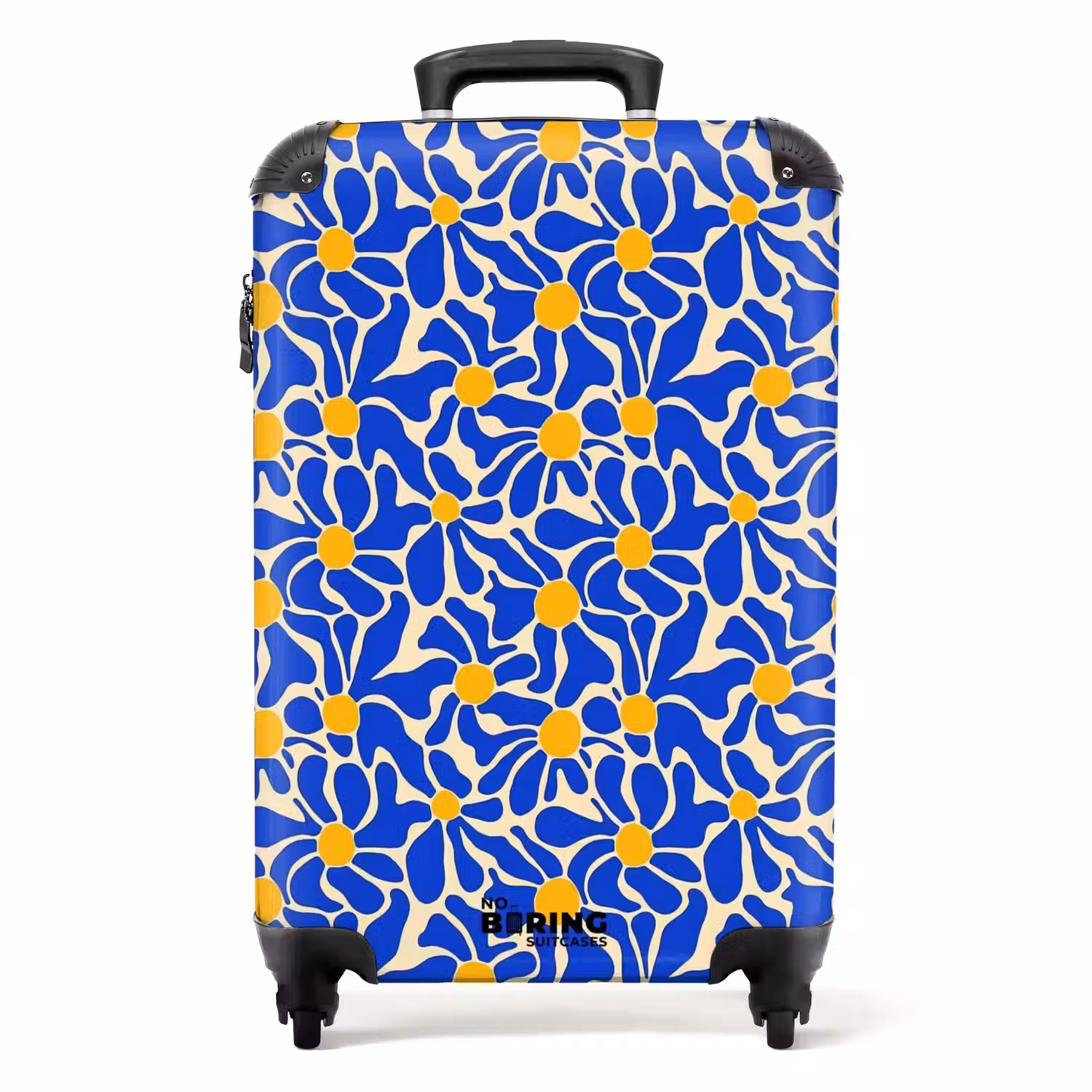 Abstract - Bloem - Blauw NBS - Handbagage koffer - Volwassenen Unisex middel -productfoto_recht